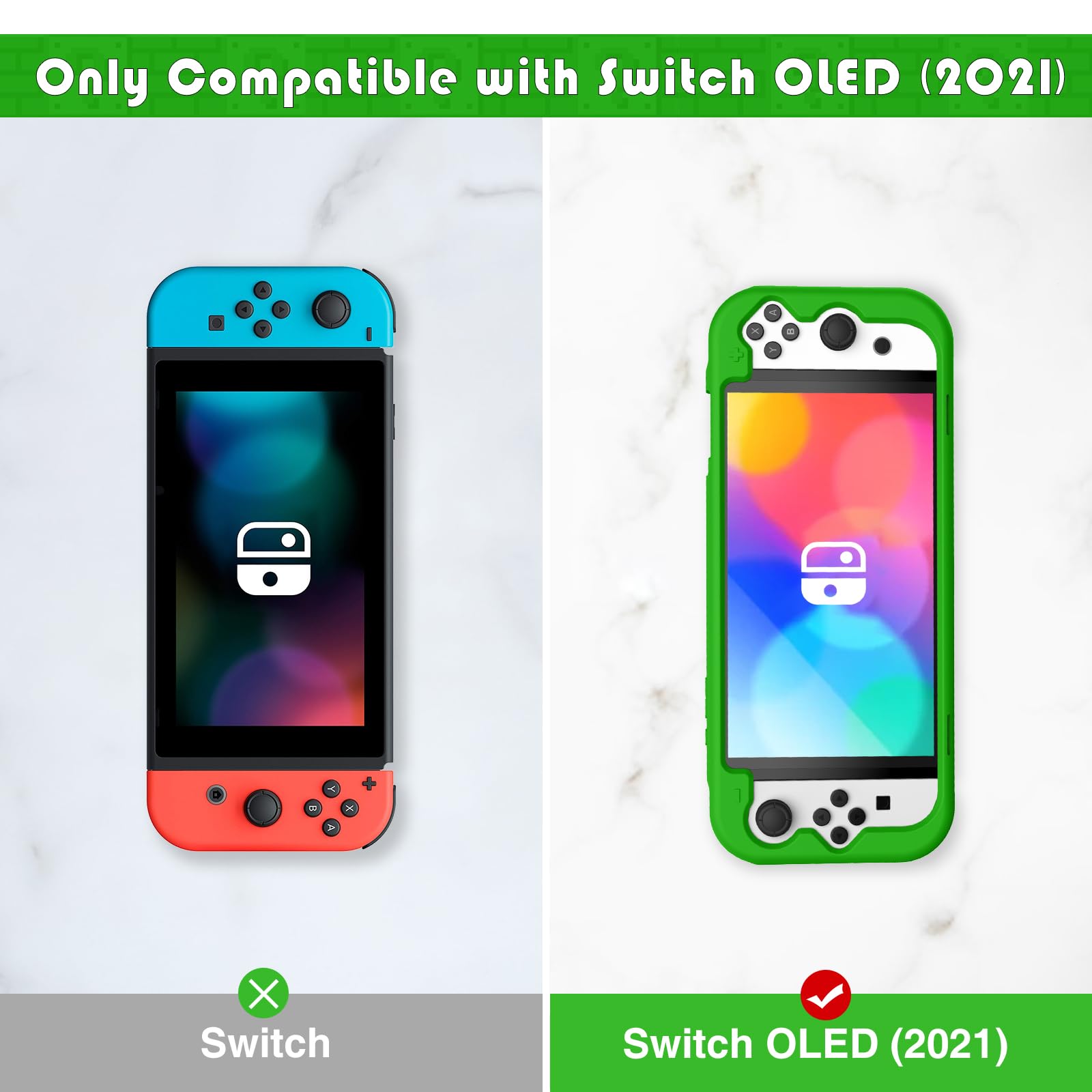Premium KENOBEE Silicone Case for Nintendo Switch OLED Model 2021 - Soft Ergonomic Grip Protective Cover with Shock Absorption & Anti-Scratch Design - Compatible with 7.0