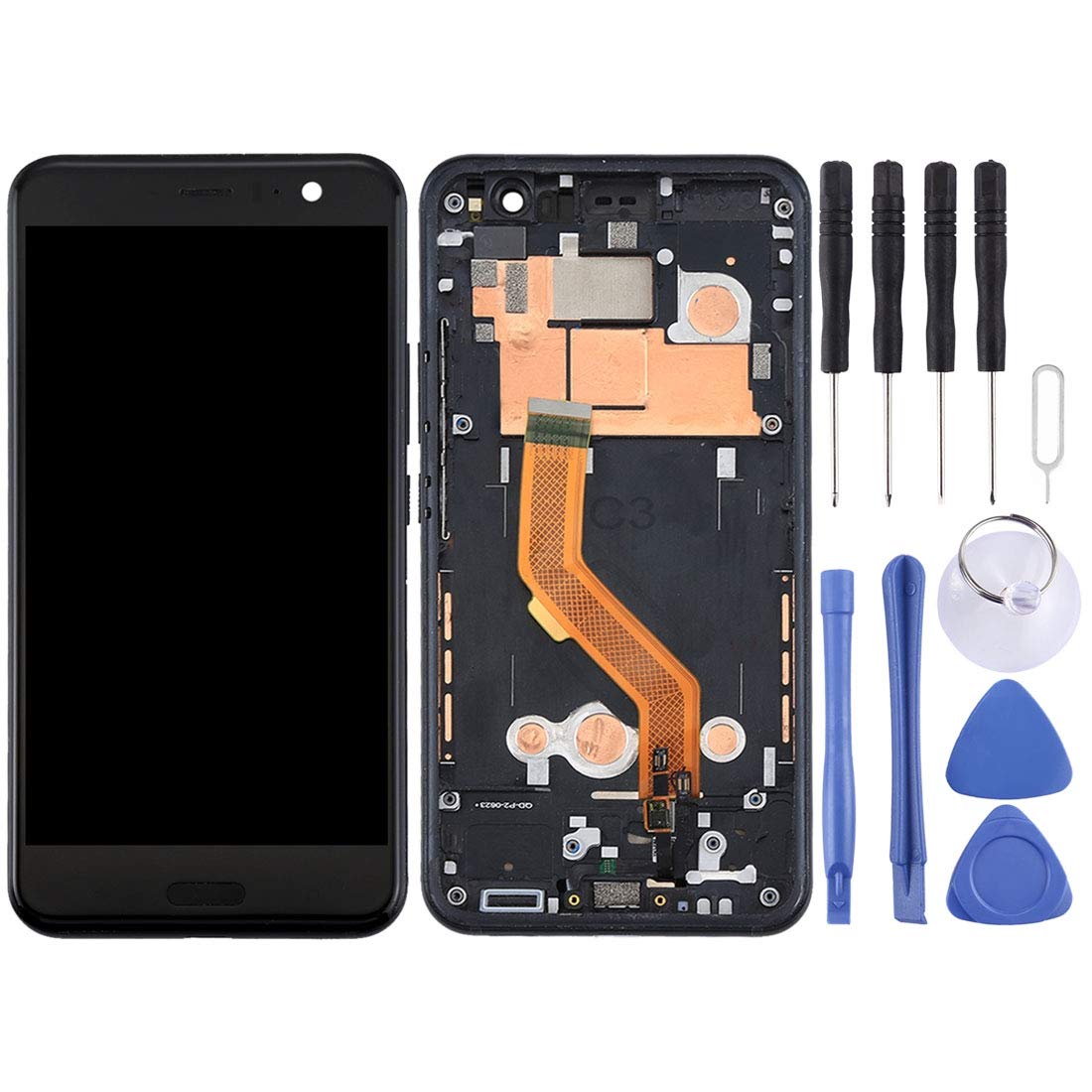 HTC U11 LCD Screen and Digitizer Full Assembly with Frame - Replacement Touch Display for HTC U11 Smartphone - Perfect for DIY Phone Repairs and Screen Replacements