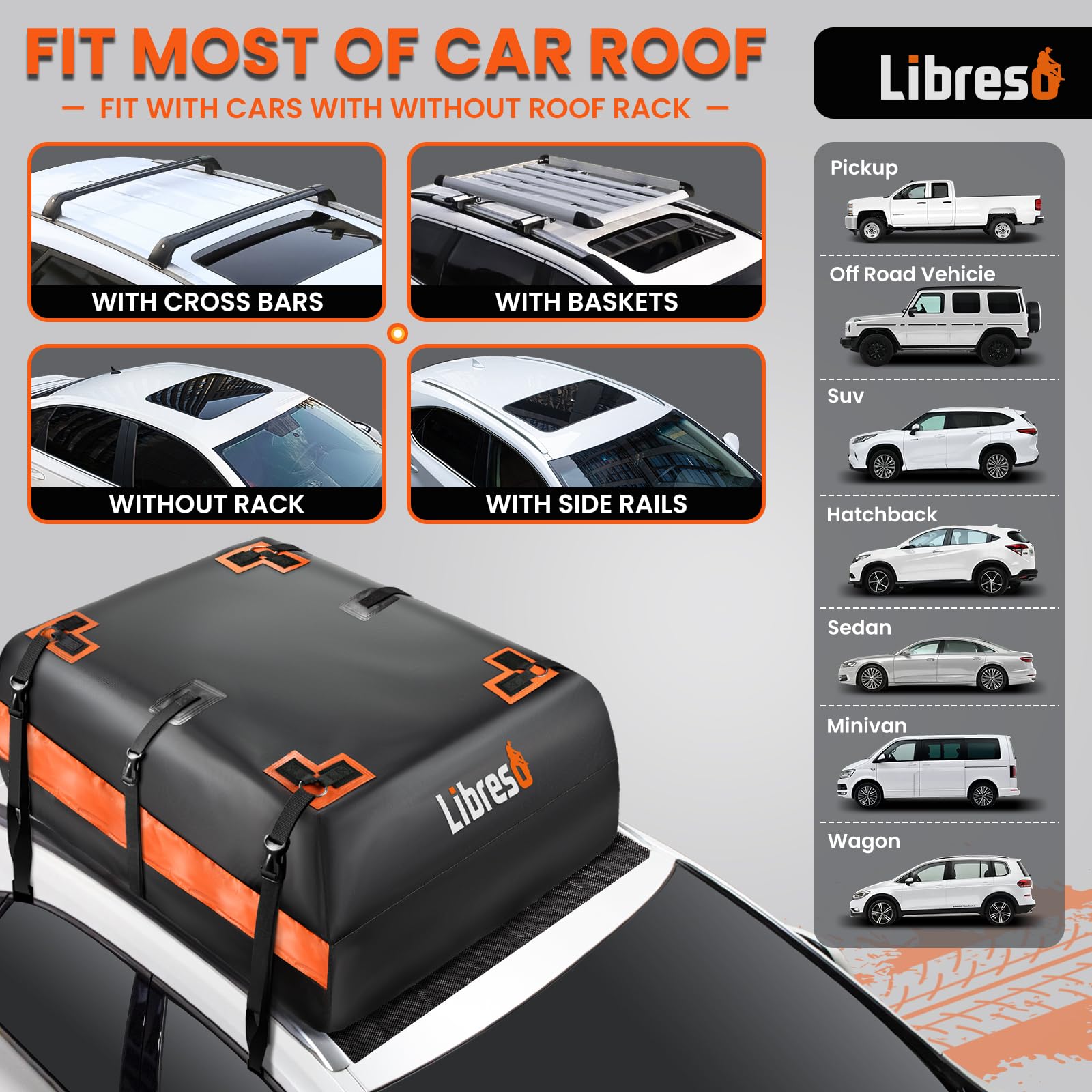 21 Cu Ft Waterproof Car Rooftop Cargo Carrier Bag with Metal Rings & Adjustable Straps - Fits All Vehicles With/Without Roof Rack | Durable Roof Top Luggage Bag with Smooth Zipper, Non-Slip Mat & 6 Door Hooks | Perfect for Road Trips, Camping & Outdoor Adventures