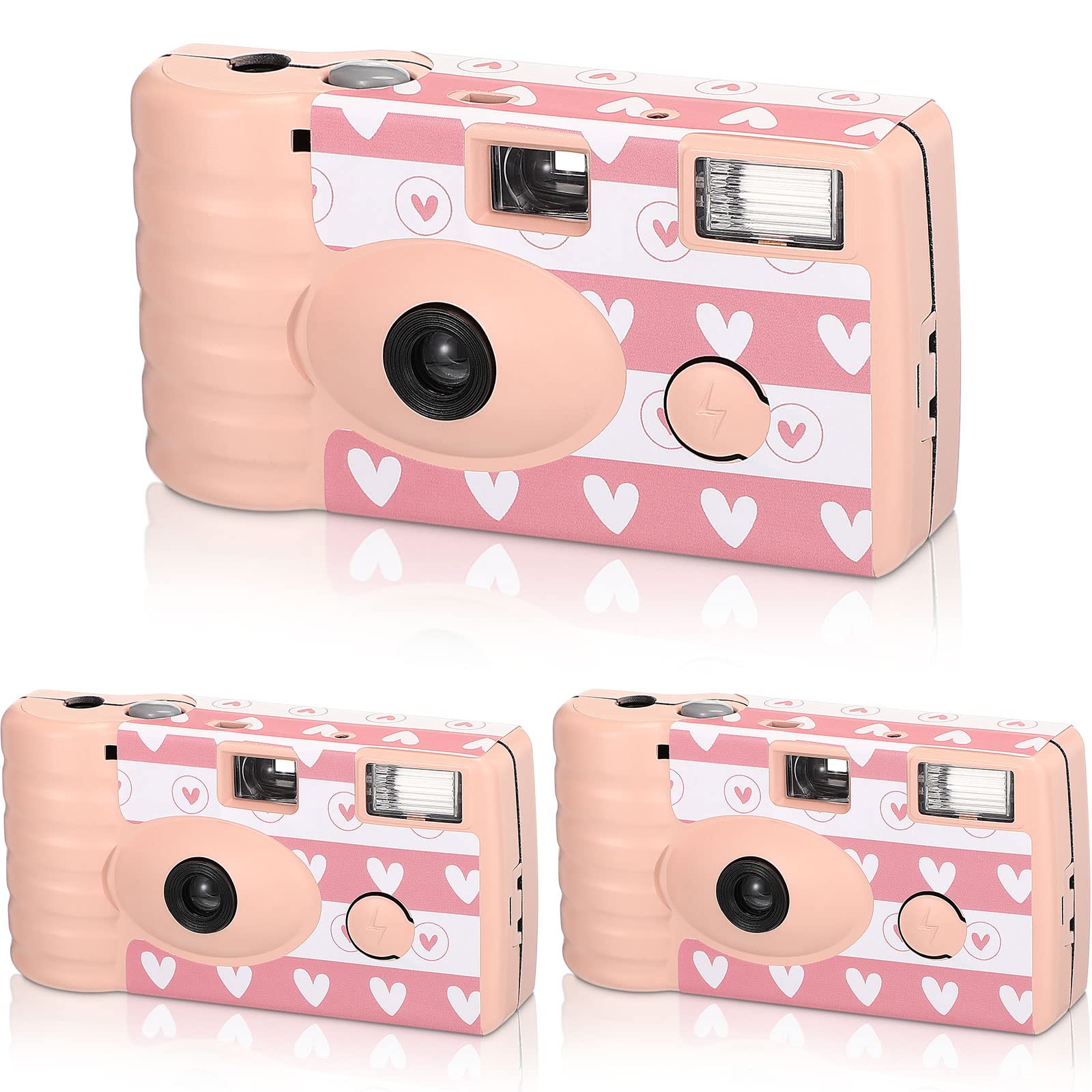 3 Pack Disposable Cameras with Flash - Color Film One Time Use Cameras for Weddings, Parties & Travel - Simple Point & Shoot Disposable Wedding Cameras (Pink) | Perfect for Bridal Showers, Bachelorette Parties & Vacation Memories