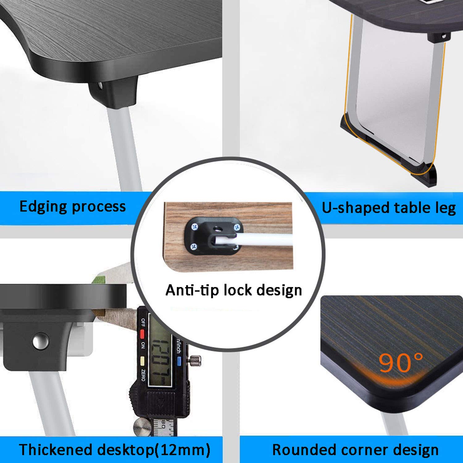 Premium XXL Foldable Laptop Bed Table with Cup Holder & Drawer - Portable Standing Lap Desk for Couch, Office, Bed (27.5”x18.9”x11”) - Ideal for Remote Work, Gaming, Breakfast in Bed & Home Office Use