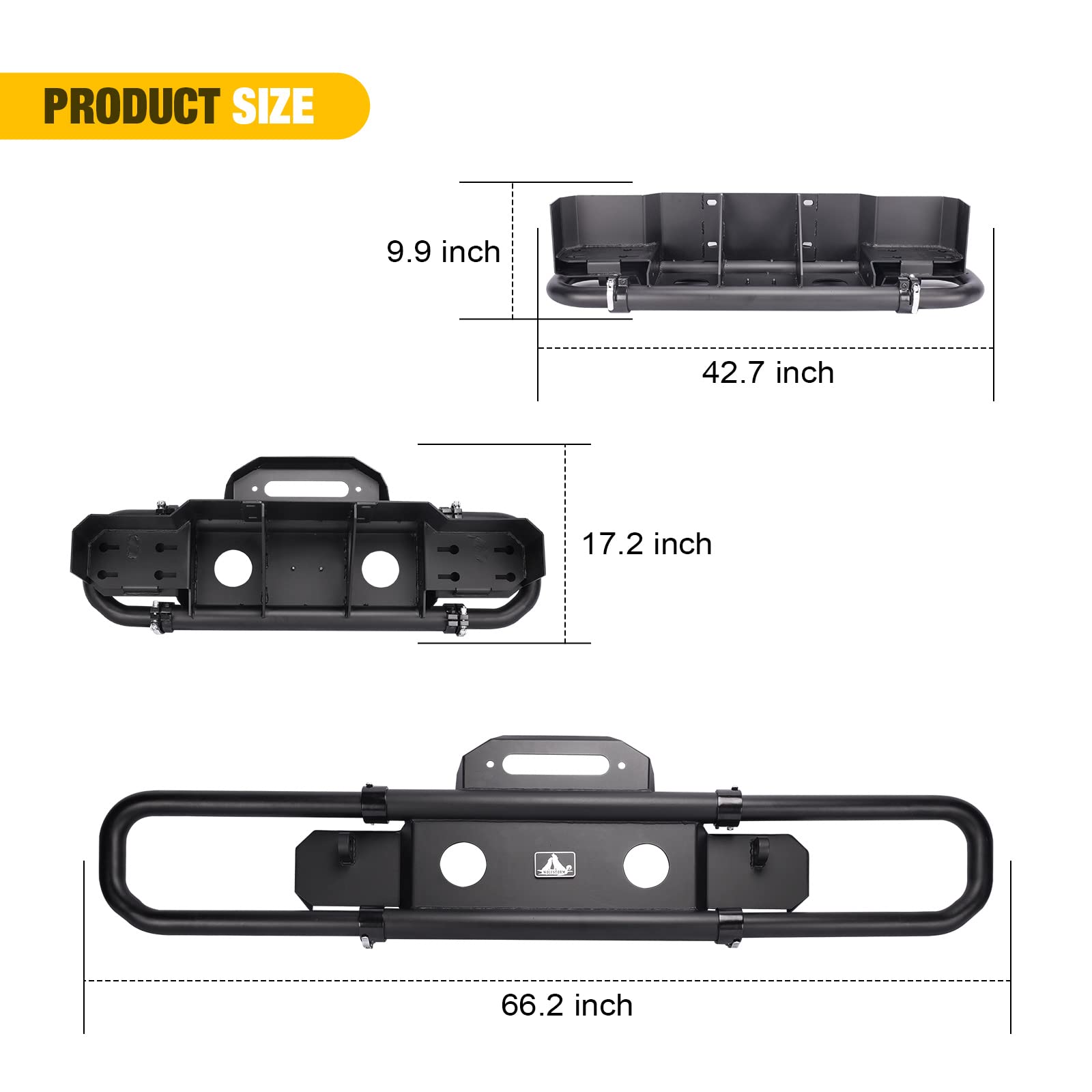 WOLFSTORM Alloy Steel Front Bumper Replacement for 2018-2023 Jeep Wrangler JL/JLU & 2007-2017 JK/JKU - Winch Plate Ready Off-Road Accessory - Perfect for Trail Riding & Rock Crawling