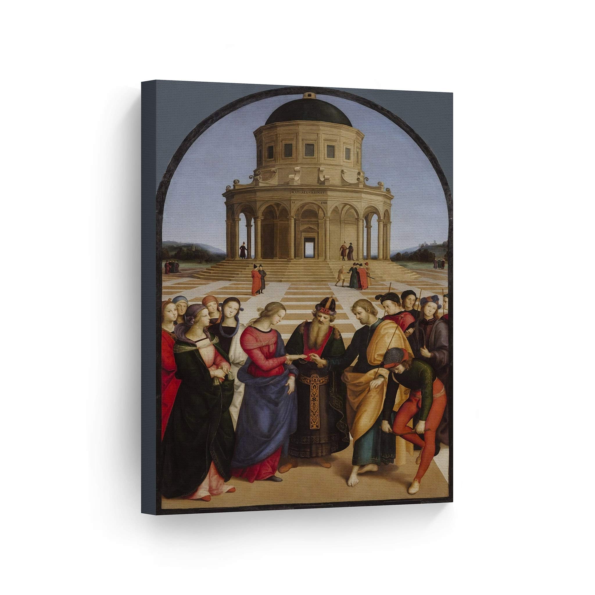 Raphael's The Marriage of the Virgin Canvas Print - Famous Renaissance Oil Painting Reproduction - 36x24 Inch Ready to Hang Wall Art - USA Made Home Decor for Living Room, Bedroom & Office