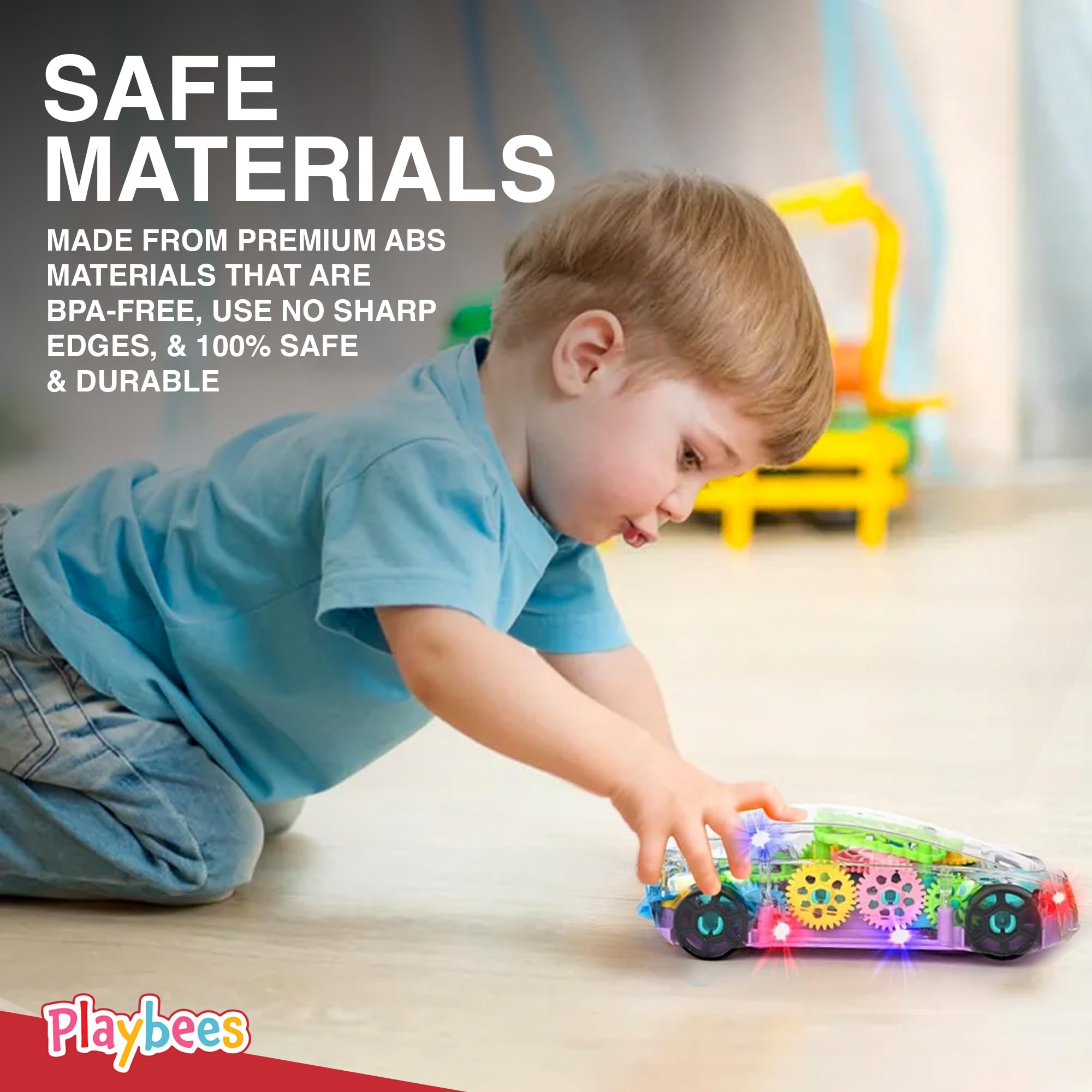 Glow & Go Transparent Light-Up Car Toy - Sensory Toy for Autistic Kids Ages 3-7 | Bump & Go Action with Music & LED Effects | Special Needs Learning Toy for Autism Therapy & Playtime Fun