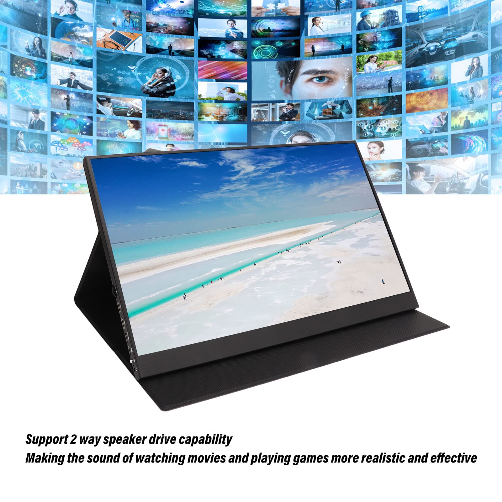 GOWENIC 17.3 Inch Portable Monitor with 2K Resolution, Dual Built-in Speakers & Multiple Ports - External Second Screen for Laptop, Smartphone & Gaming Devices - Perfect for Work, Travel & Entertainment