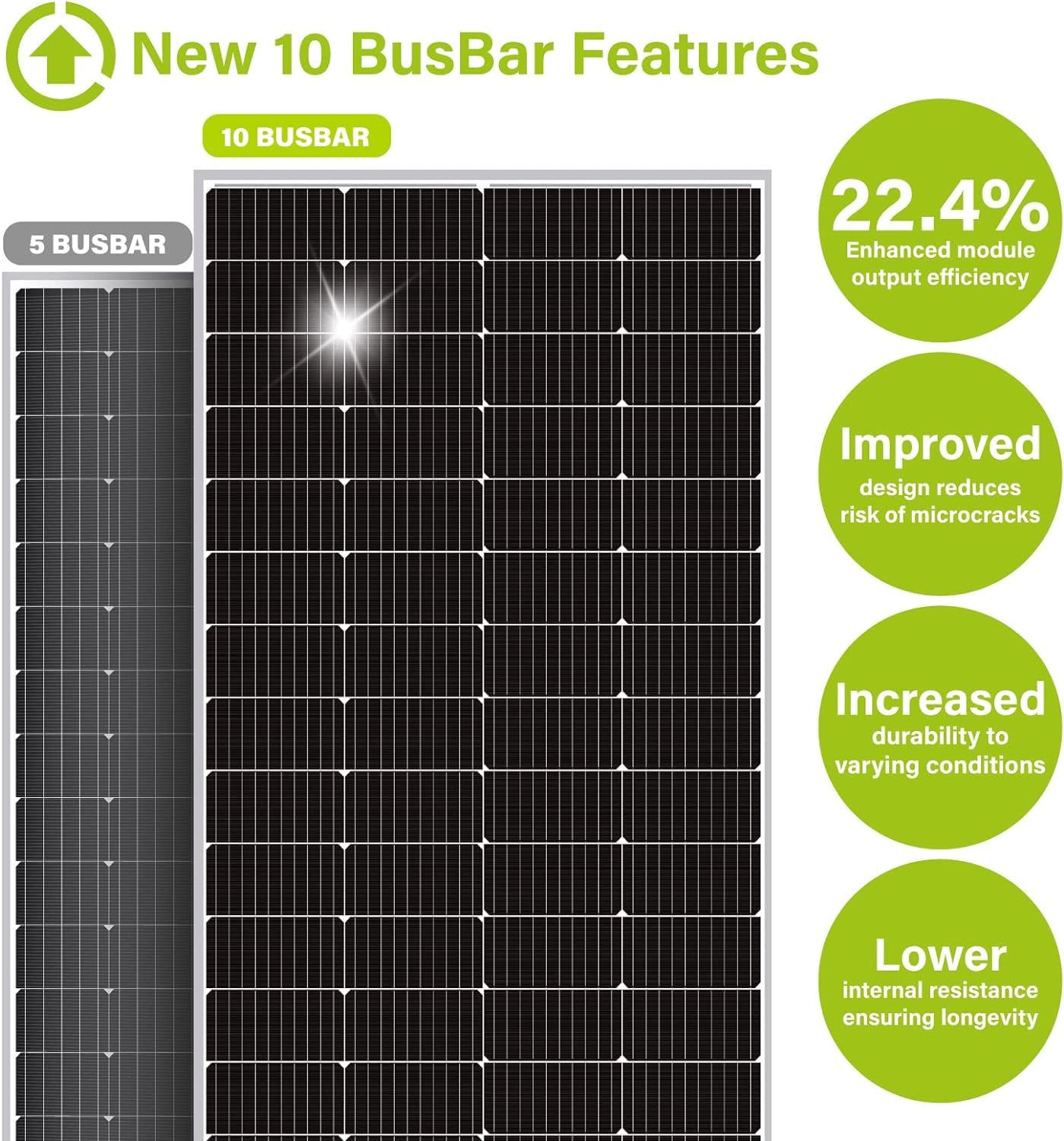 Newpowa 220W 12V Monocrystalline Solar Panel - High Efficiency 10BB Cell Solar Module for RV, Marine, Boat & Off-Grid Power - Perfect for Camping, Emergency Backup & Remote Energy Solutions