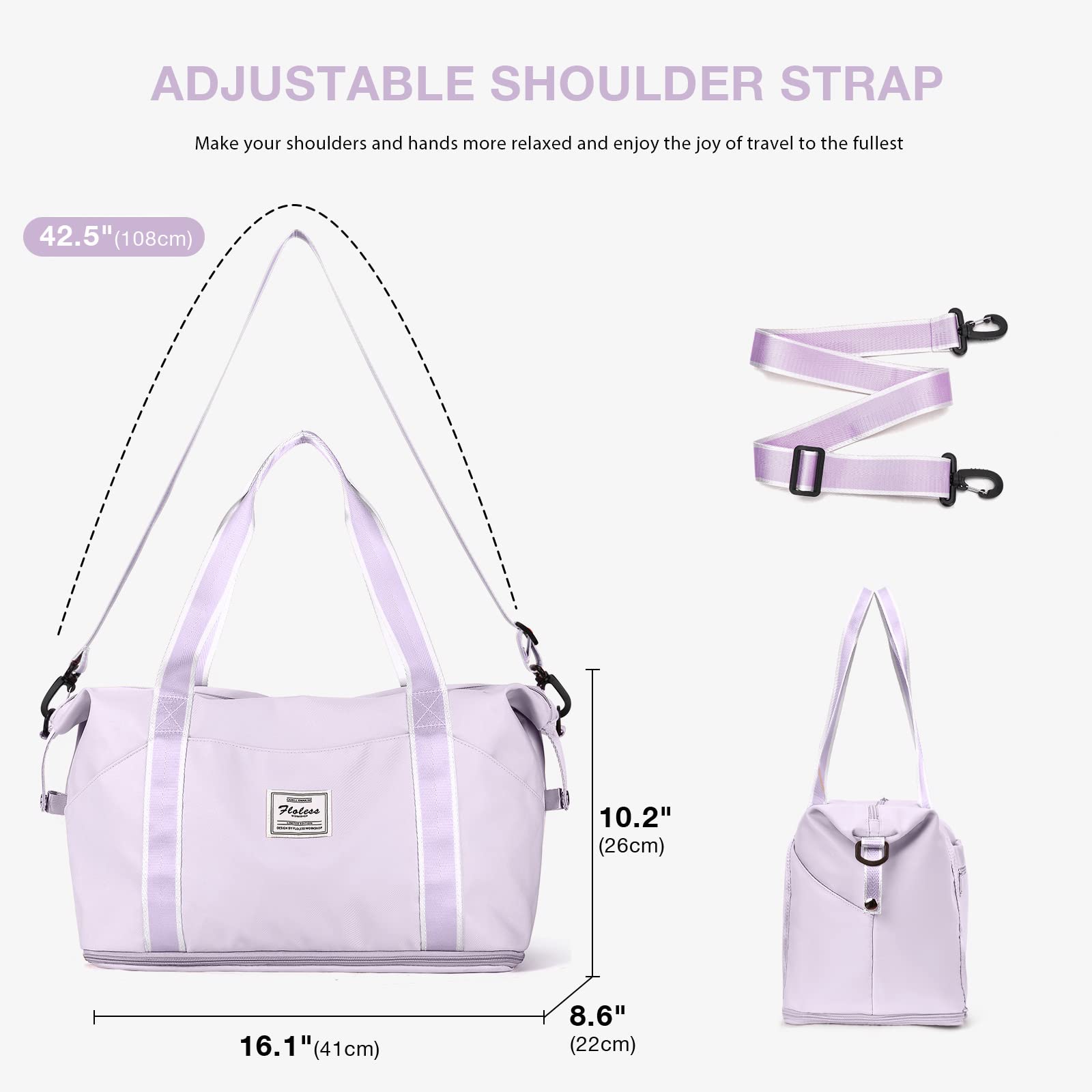 Women's Waterproof Expandable Travel Duffle Bag - Sport Gym Tote & Weekender Carry On Bag for Beach, Overnight Trips & Workouts | Perfect for Travel, Fitness & Weekend Getaways