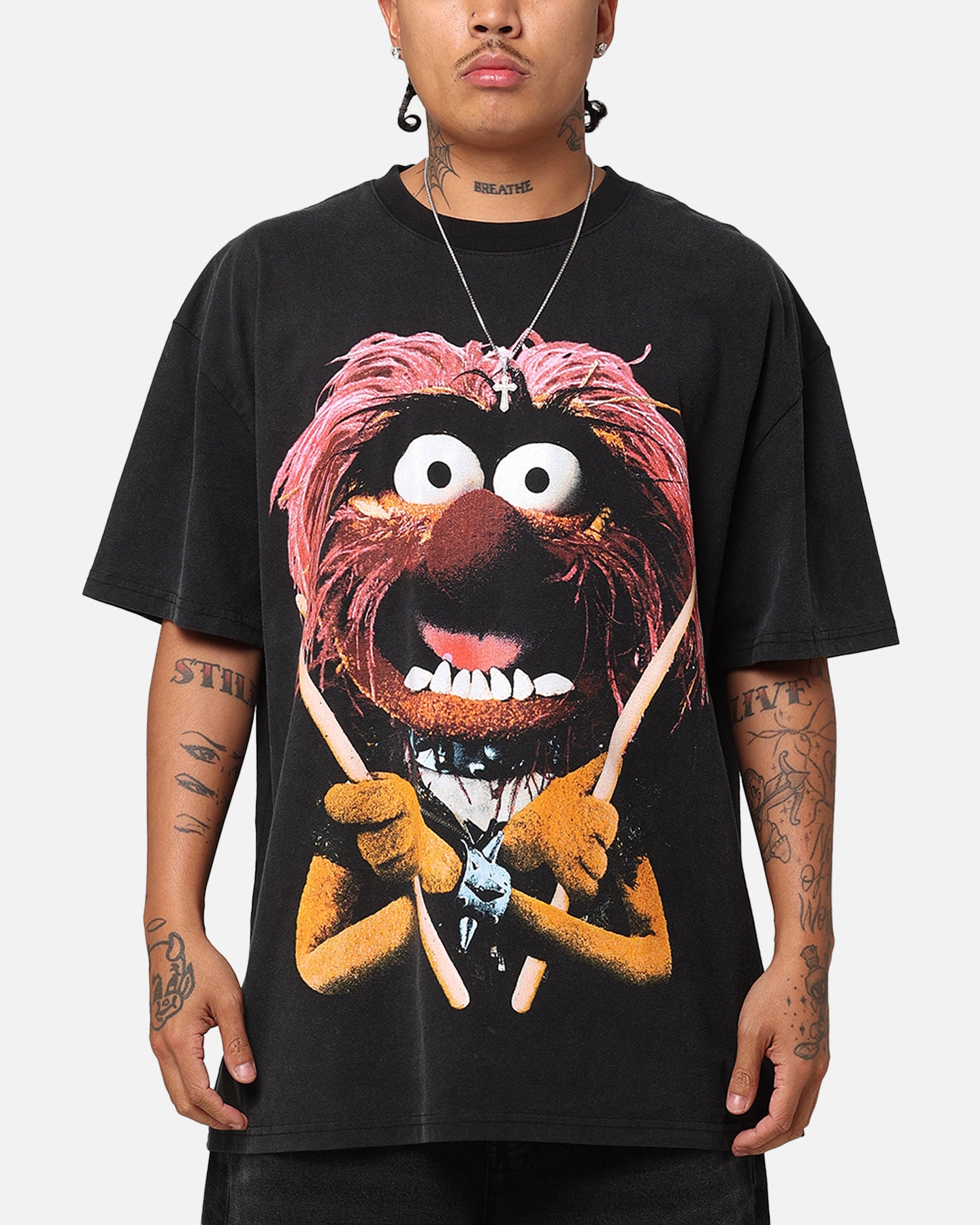 Vintage Disney The Muppets Animal Graphic T-Shirt - Black Cotton Heavyweight Tee for Men & Women - Perfect for Casual Wear, Cosplay, and Disney Fan Collectibles