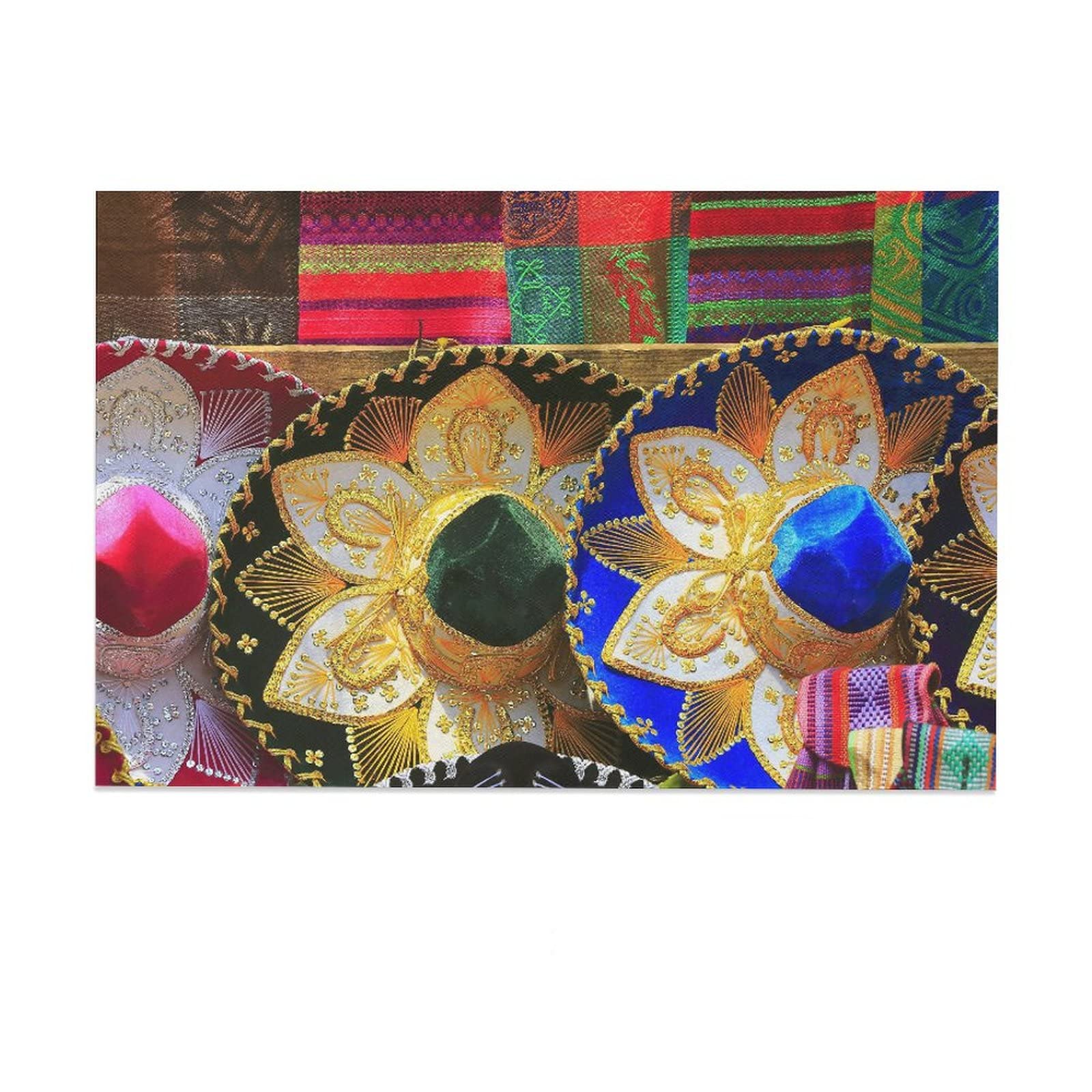Mexico City Colorful Hats Canvas Wall Art - 20x30inch (50x75cm) Modern Landscape Painting for Living Room, Bedroom & Office Decor - Perfect Gift for Sports Fans & Home Decoration