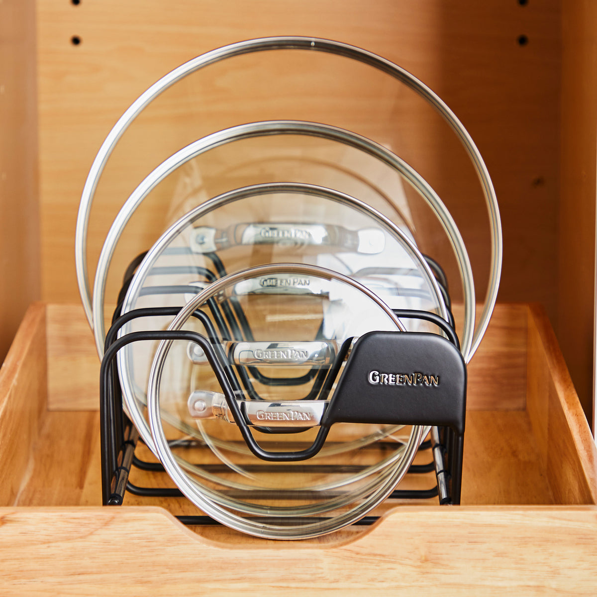 GreenPan Lid Organizer - Premium Pot Lid Holder for Kitchen Cabinet Storage | Space-Saving Cookware Organizer for Pots & Pans | Perfect for Small Kitchens & RV Cooking
