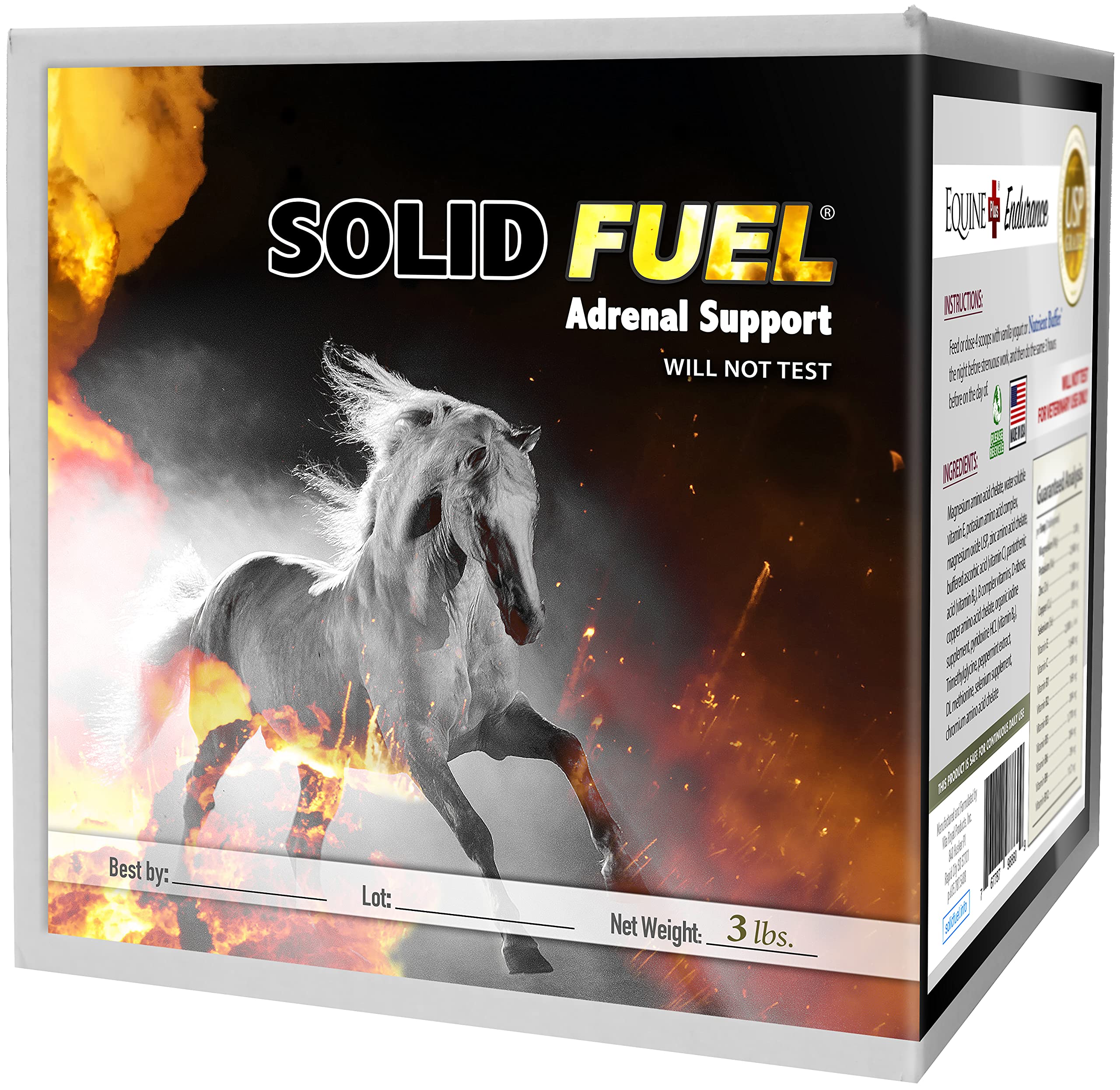 Premium SOLID FUEL Horse Supplement - High-Performance Vitamins, Minerals & Amino Acids for Adrenal Support & Endurance - Ideal for Racehorses, Show Jumpers & Endurance Riding