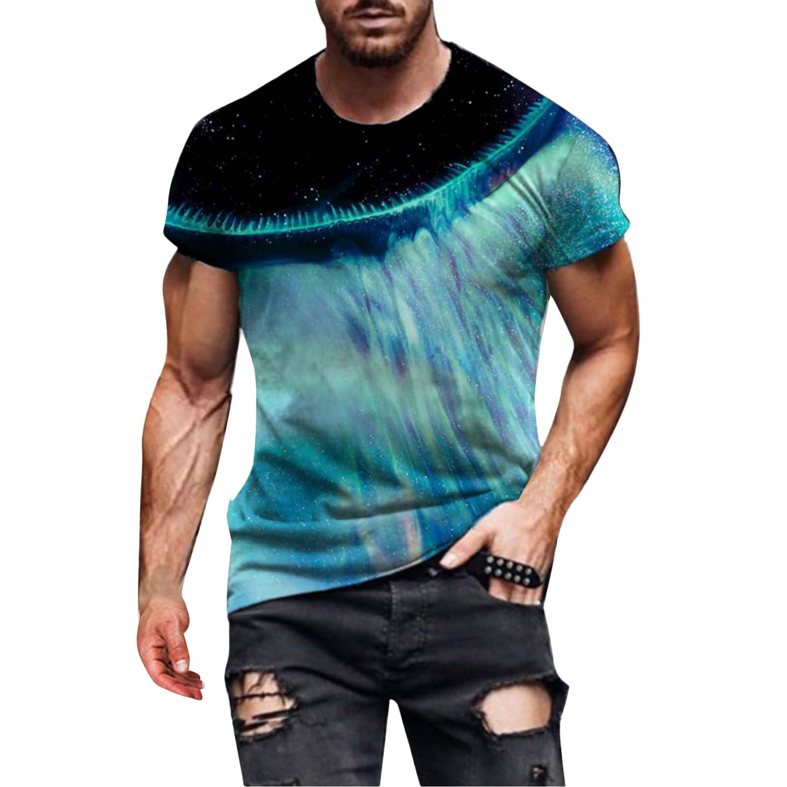 Men's 3D Print Muscle Workout T-Shirt - Slim Fit Gym & Sports Tee for Active Lifestyles