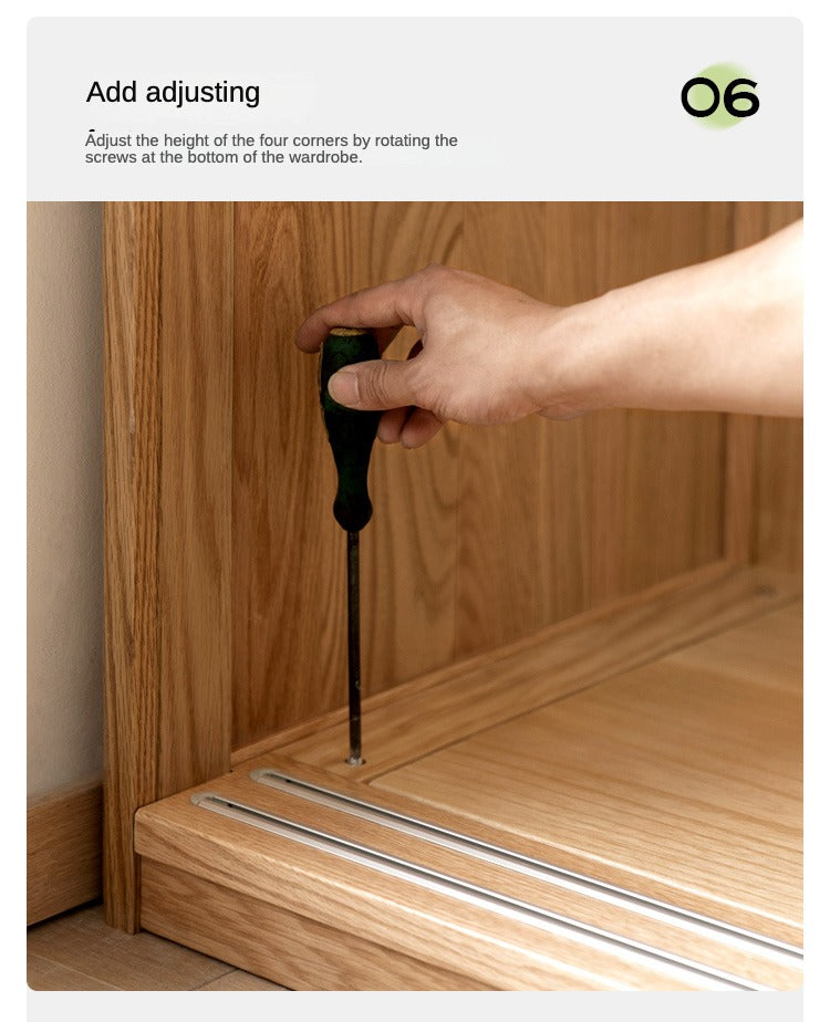 Solid Oak Wood Sliding Door Wardrobe Closet - Modern Storage Solution for Bedroom, Living Room & Office Organization