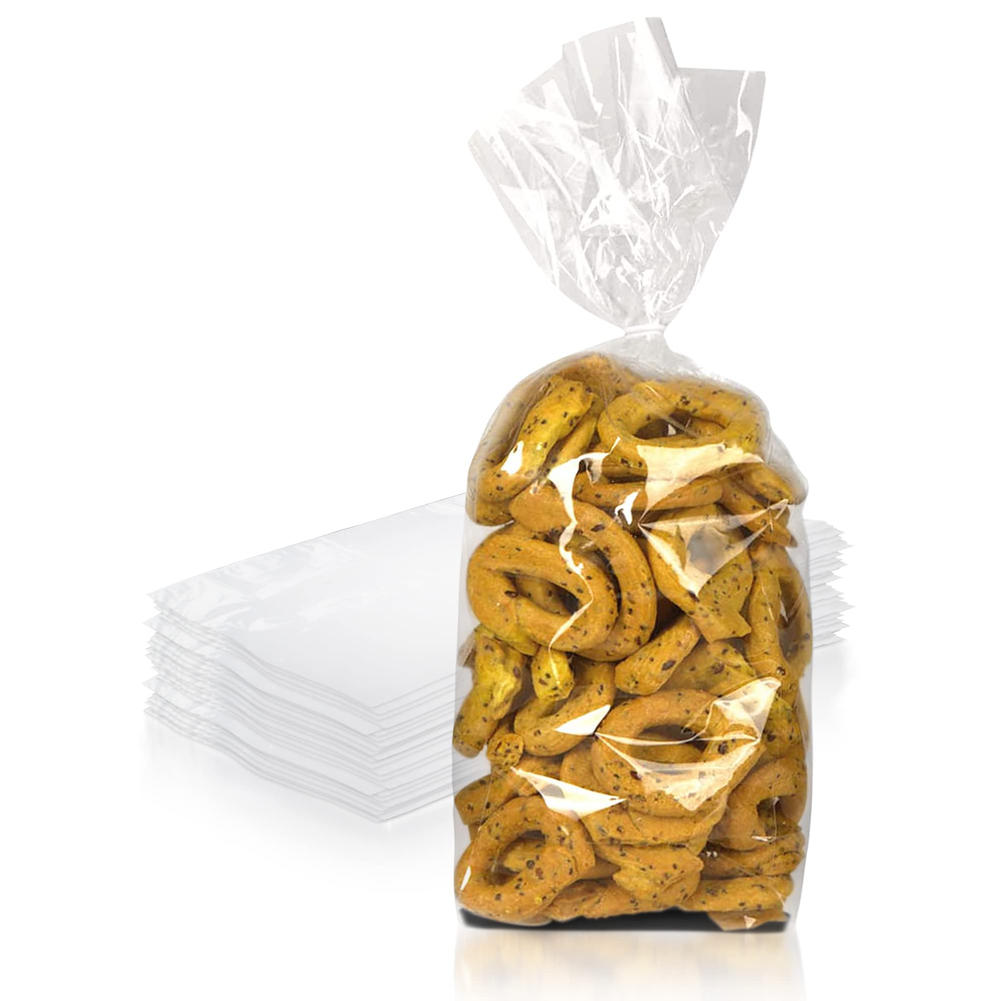 PUREVACY 5x4x18 Clear Poly Bakery Bread Bags - Pack of 100, 1 Mil Thick Ultra Thin Polyethylene Gusseted Loaf Packing Bags for Home Bakeries & Commercial Food Businesses | Perfect for Fresh Bread Storage, Pastry Packaging & Wholesale Bakery Distribution