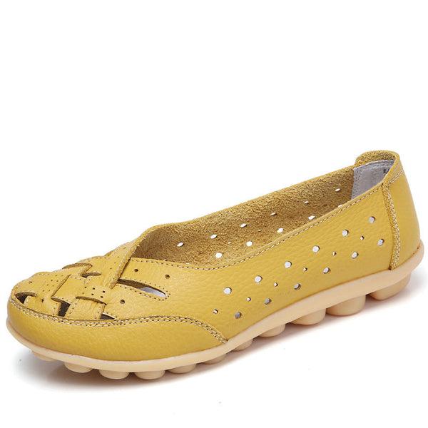 Comfortable Hollow Loafers for Women - Breathable Tendon Sole Slip-On Shoes for Casual Wear, Office & Walking