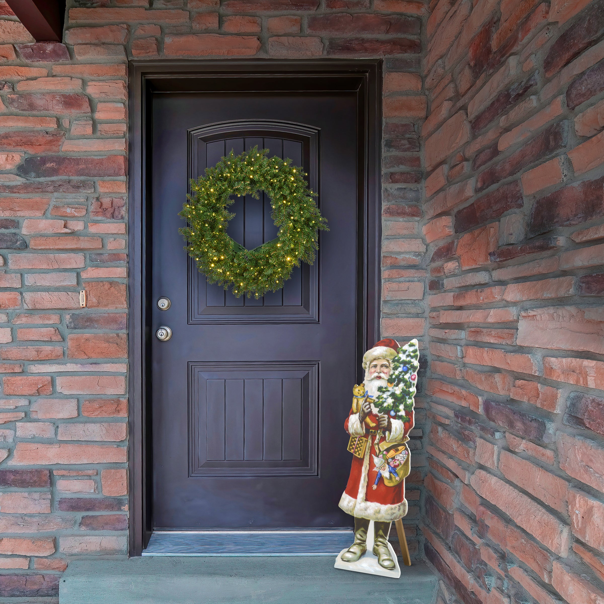 35 Inch Tall Stand Up Santa Christmas Decoration - Durable Composite Wood Outdoor/Indoor Holiday Display for Yard, Porch, and Home Decor