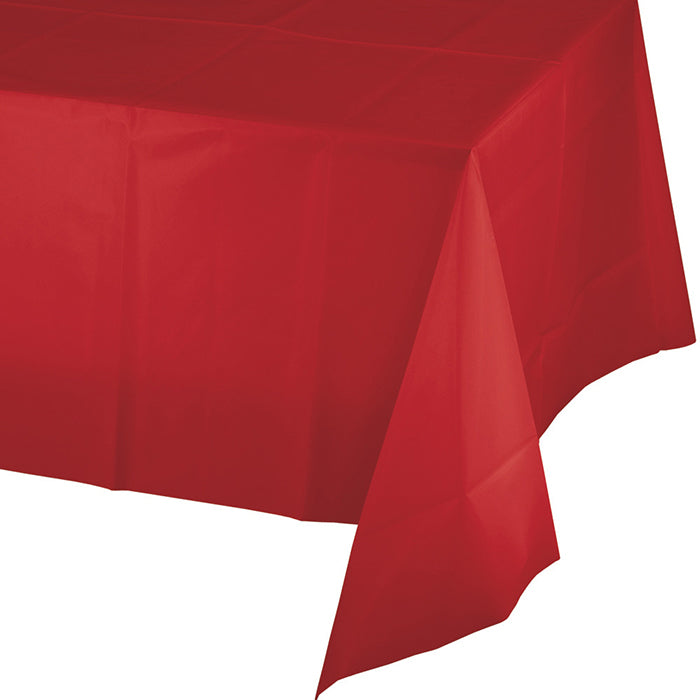 12-Pack Classic Red Plastic Table Covers - Bulk Disposable Party Tablecloths for Birthday, Wedding, Picnic & Holiday Decorations