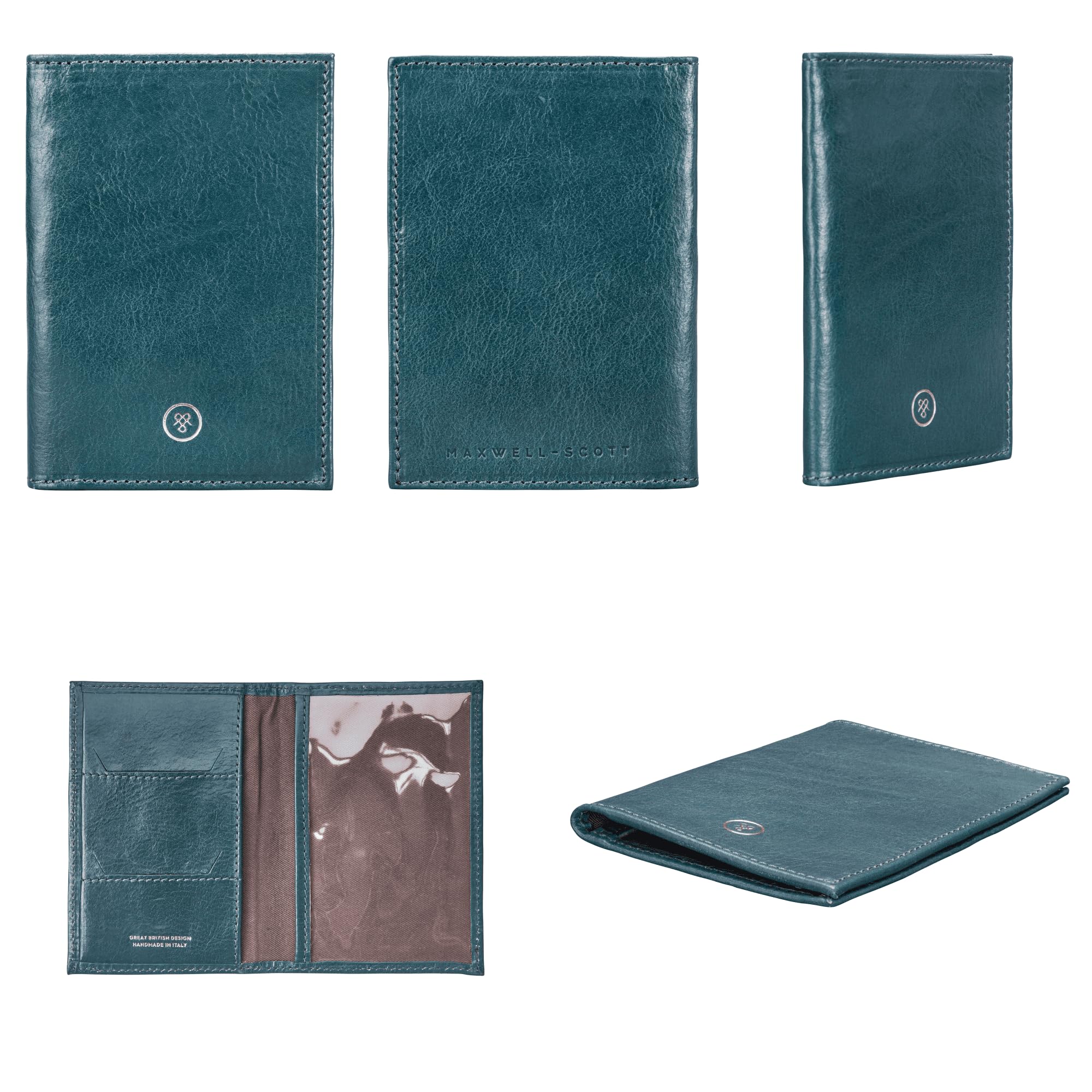Maxwell Scott Personalized Luxury Leather Passport Holder - The Prato in Petrol Blue | RFID Blocking Travel Wallet for Men & Women | Perfect for Business Trips & Vacation Travel Accessories