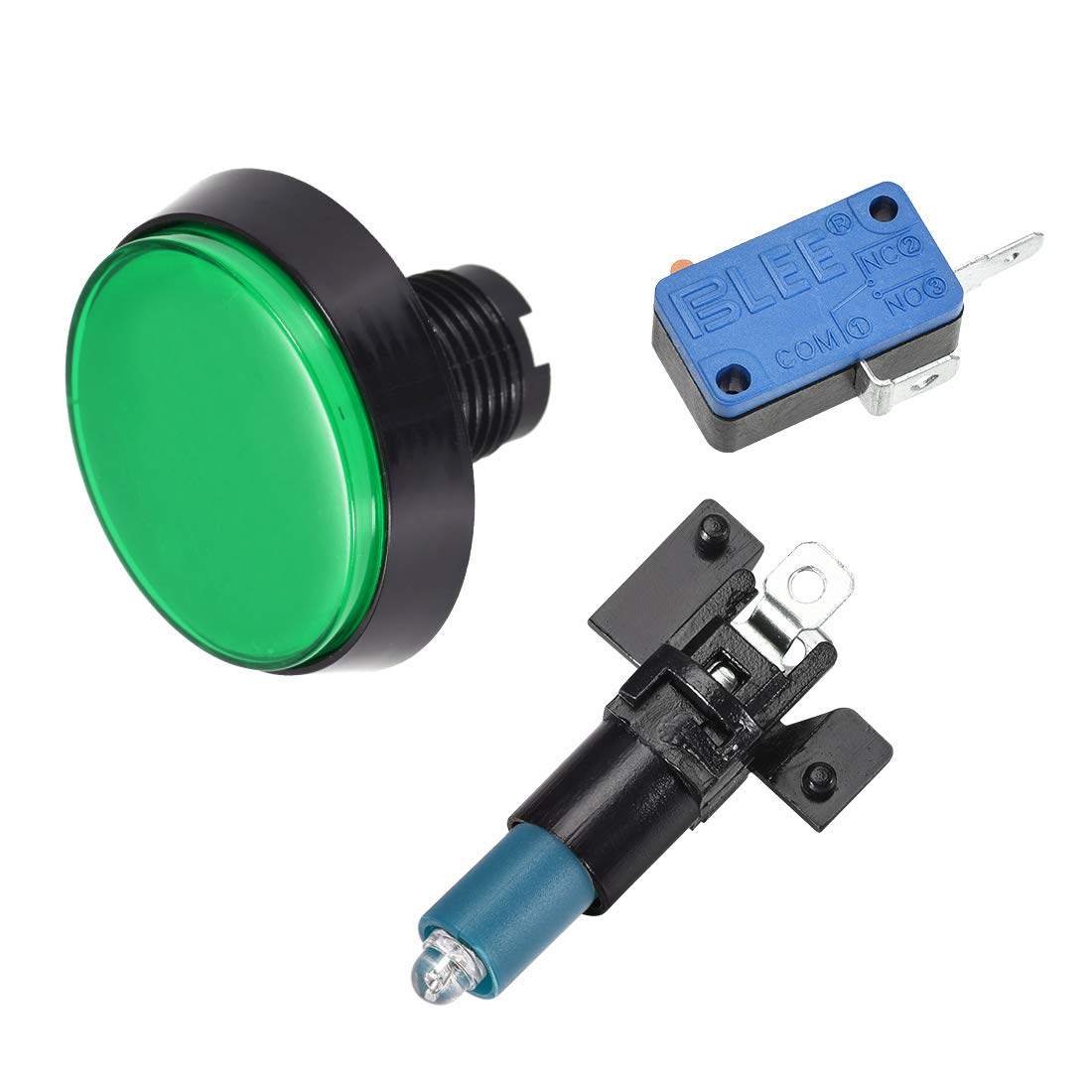 60mm Round 12V LED Illuminated Arcade Push Button Switch with Micro Switch - Green (1pc) for Video Games, DIY Cocktail Cabinets & Home Arcade Setup