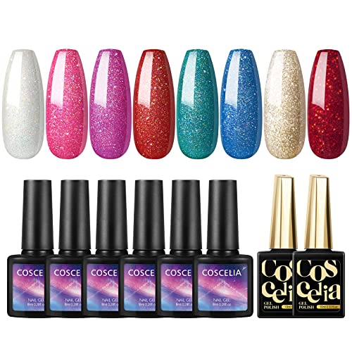 6-Piece Gel Nail Polish Kit with 2 Free Nail Art Brushes - Long Lasting UV LED Nail Polish Set for Salon & Home Manicure - Perfect for Parties, Weddings & DIY Nail Designs