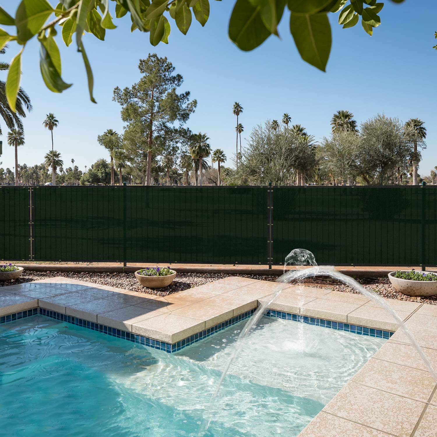 E&K Sunrise 6' x 50' Green Privacy Fence Screen - Heavy Duty Outdoor Mesh Fabric for Backyard, Garden & Commercial Use - Windproof Shade Windscreen (Set of 2) - Perfect for Patio, Poolside & Event Privacy