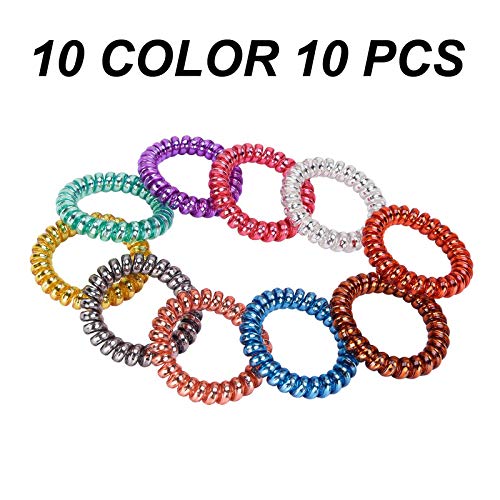 No Crease Spiral Hair Ties - Damage-Free Hair Elastics for Thick & Heavy Hair | Ponytail Holder & Hair Band | 10-Pack Multi-Color Set | Perfect for Workouts, Yoga, Office & Everyday Styling