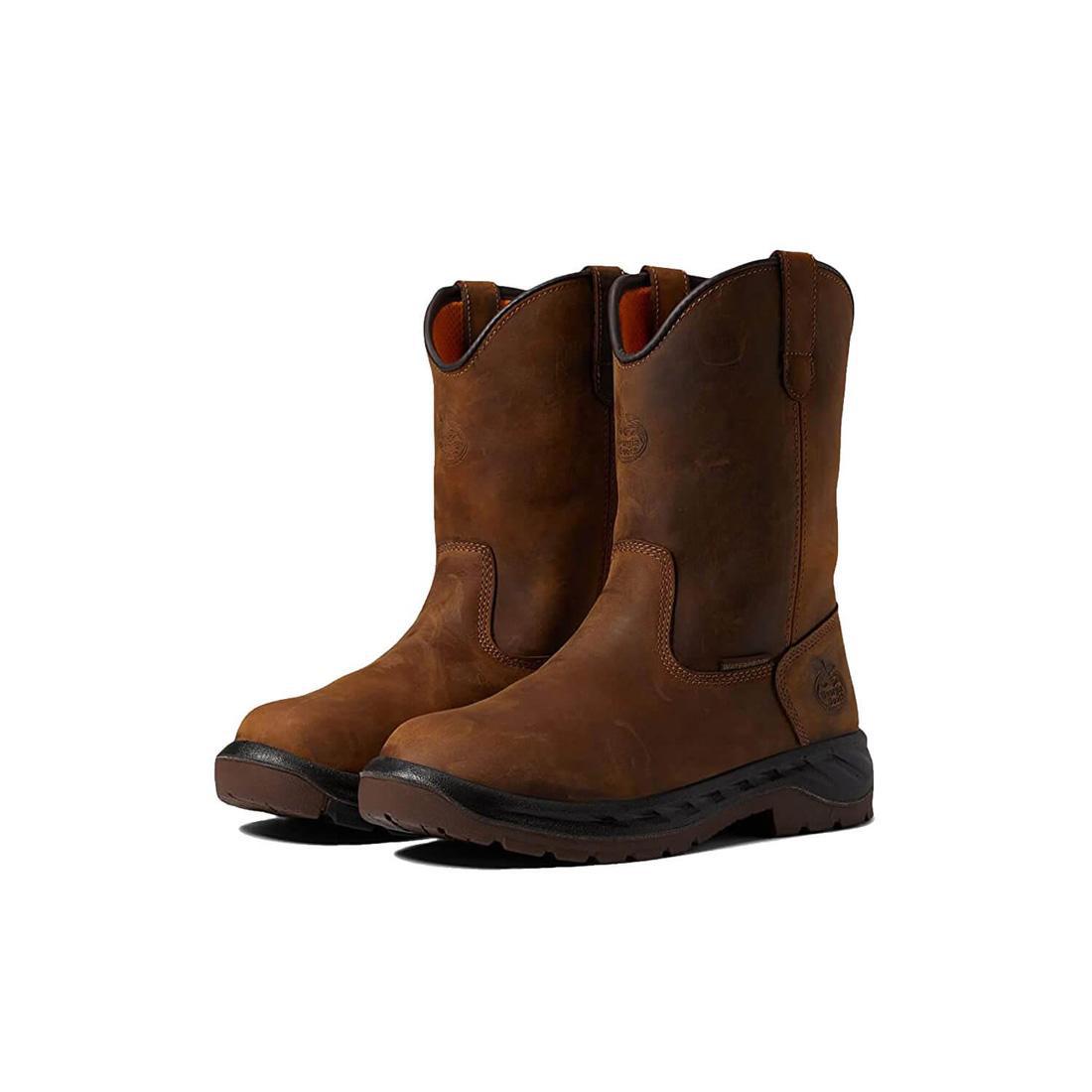 OT Soft Toe Pull On Work Boots - Waterproof & Comfortable Slip Resistant Shoes for Men - Ideal for Construction, Warehouse & Outdoor Work