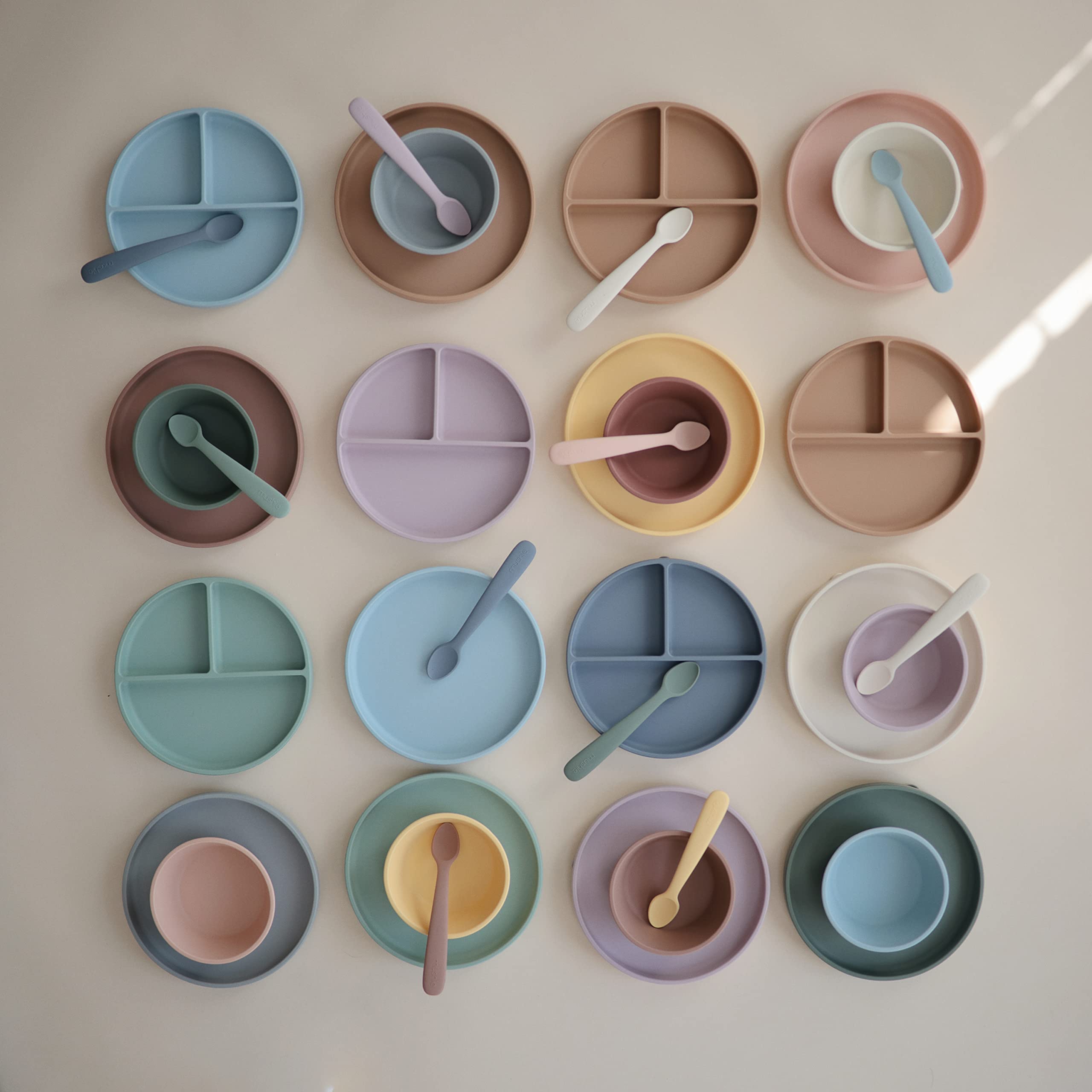 Mushie Silicone Baby Feeding Spoons - Soft, BPA-Free Infant Utensils for Purees & Solids | 2-Pack Set in Powder Blue | Perfect for Weaning, Travel & Mess-Free Meals