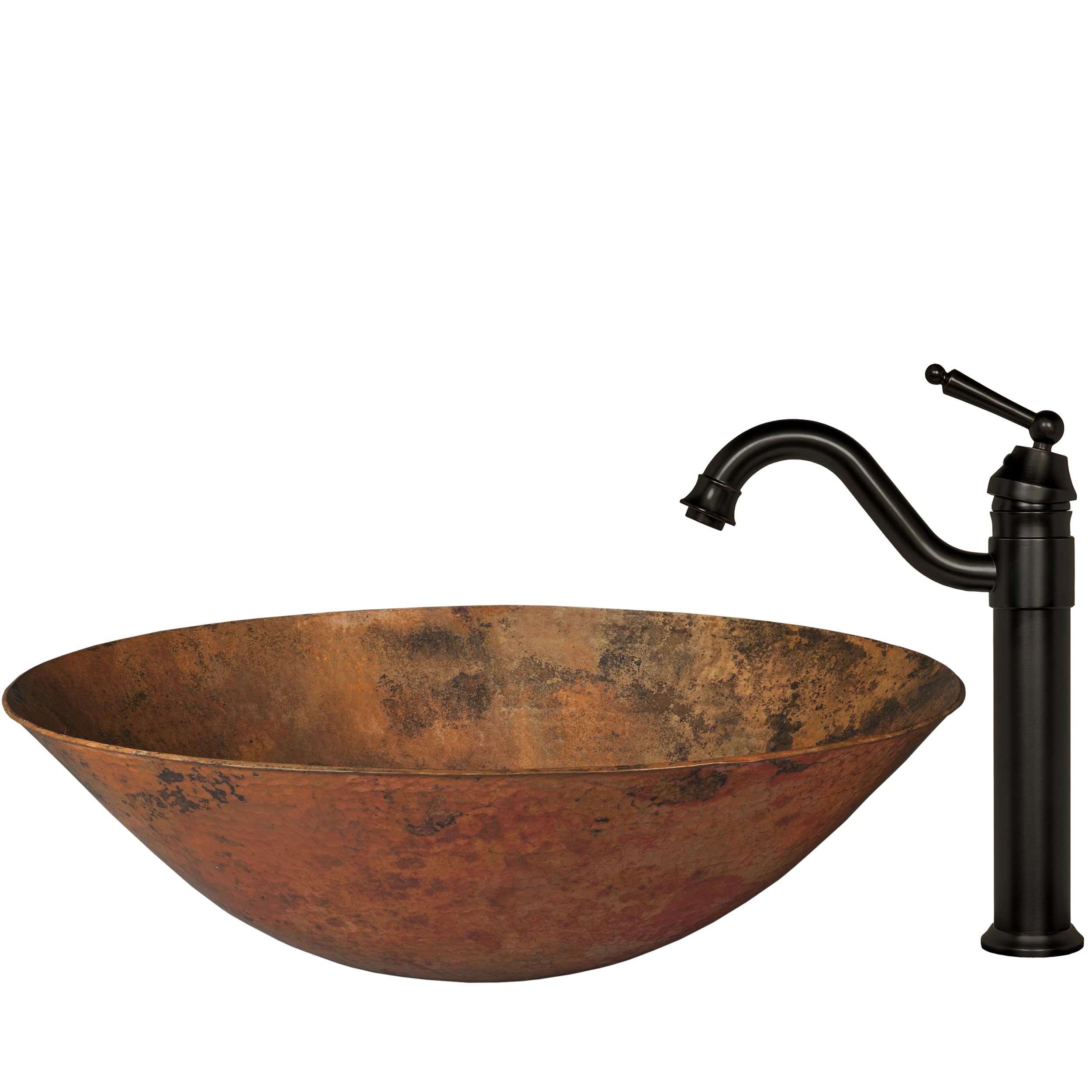 Novatto BILBOA Copper Vessel Sink Set - Oil Rubbed Bronze Finish - Modern Bathroom Vanity Sink for Farmhouse, Rustic & Contemporary Home Decor