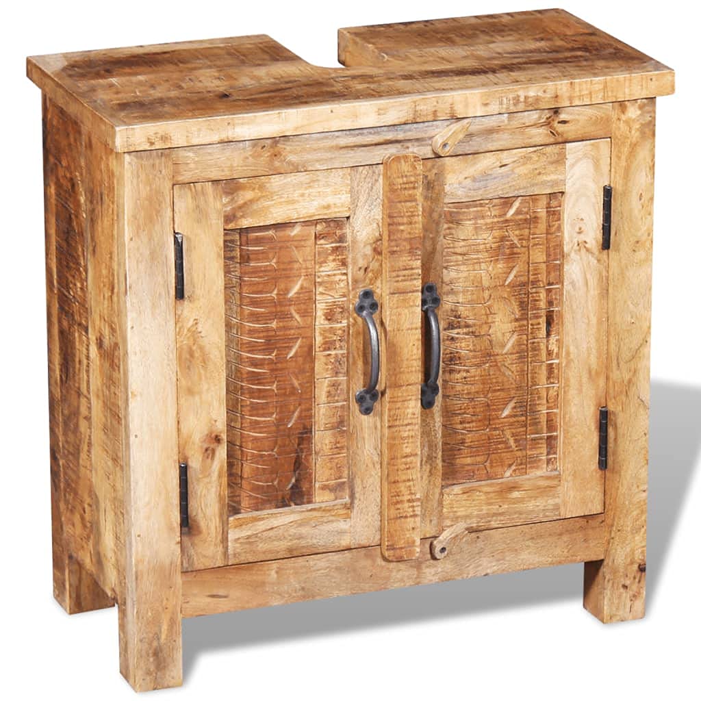 Premium Solid Mango Wood Bathroom Vanity Cabinet with Mirror & Sink Combo - Modern Bathroom Storage Solution for Small Spaces & Master Bathrooms