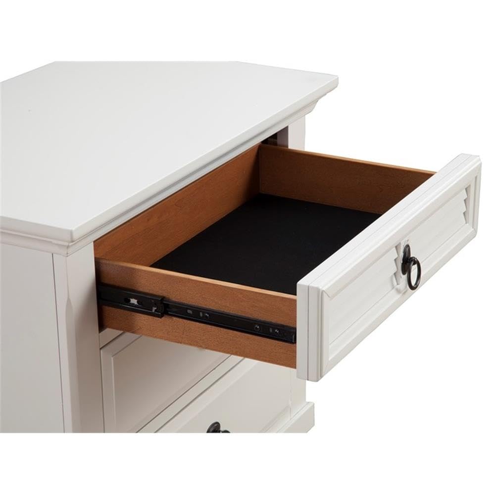 Home Square 3-Drawer Wood Nightstand Set in White (Set of 2) - Modern Bedside Table for Bedroom, Living Room & Guest Room - Compact Storage Solution with Smooth Gliding Drawers