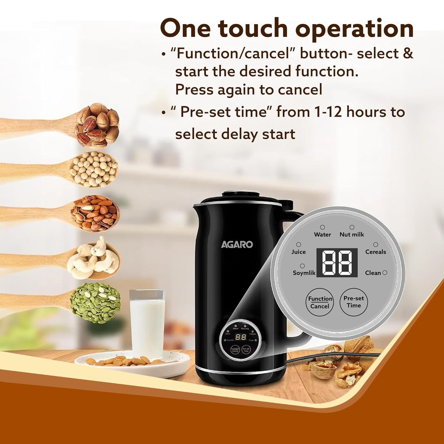 Regency Automatic Nut Milk Maker - Vegan Milk Machine for Almonds, Soy, Oats | Stainless Steel 600ml Blender for Homemade Plant-Based Milk, Boiling Water & Juices | Perfect for Dairy-Free Diets & Healthy Smoothies