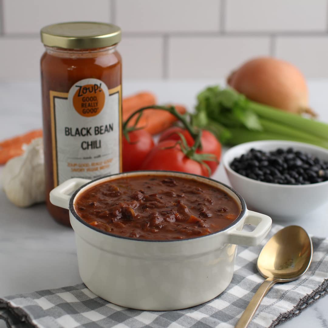 Zoup! Black Bean Chili - Vegan, Gluten Free, No Artificial Ingredients or Preservatives - 16 oz Ready-to-Serve Soup (1 Pack) - Perfect for Quick Lunches, Camping & Emergency Food Supplies