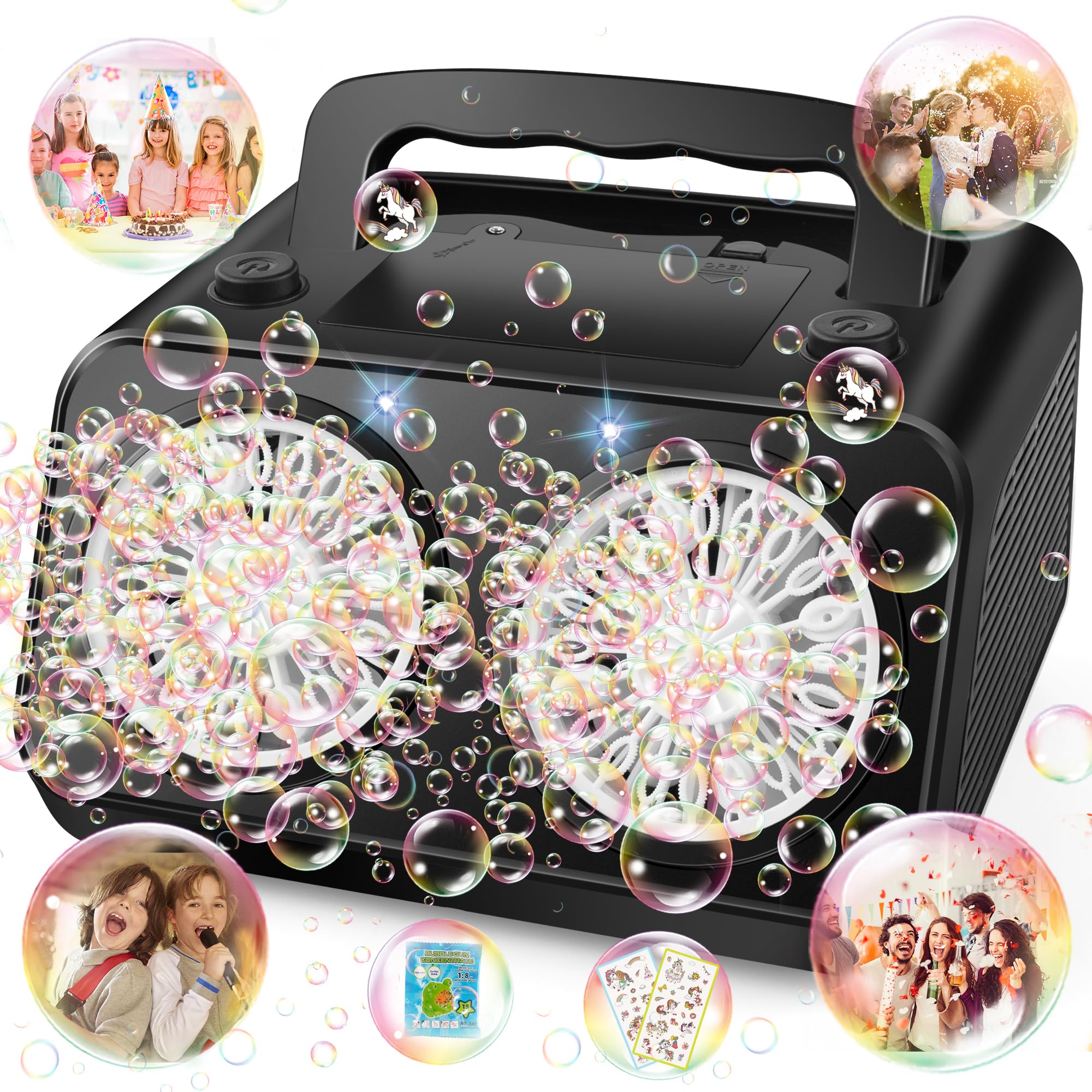 Upgraded Bubble Machine with 2 Speed Levels - Blows 20000+ Bubbles Per Minute | Portable Automatic Bubble Blower for Kids & Toddlers | Durable Outdoor Bubble Maker Toy for Birthday, Wedding, Party & Christmas Gifts | Perfect for Backyard Fun, Festivals & Outdoor Playtime