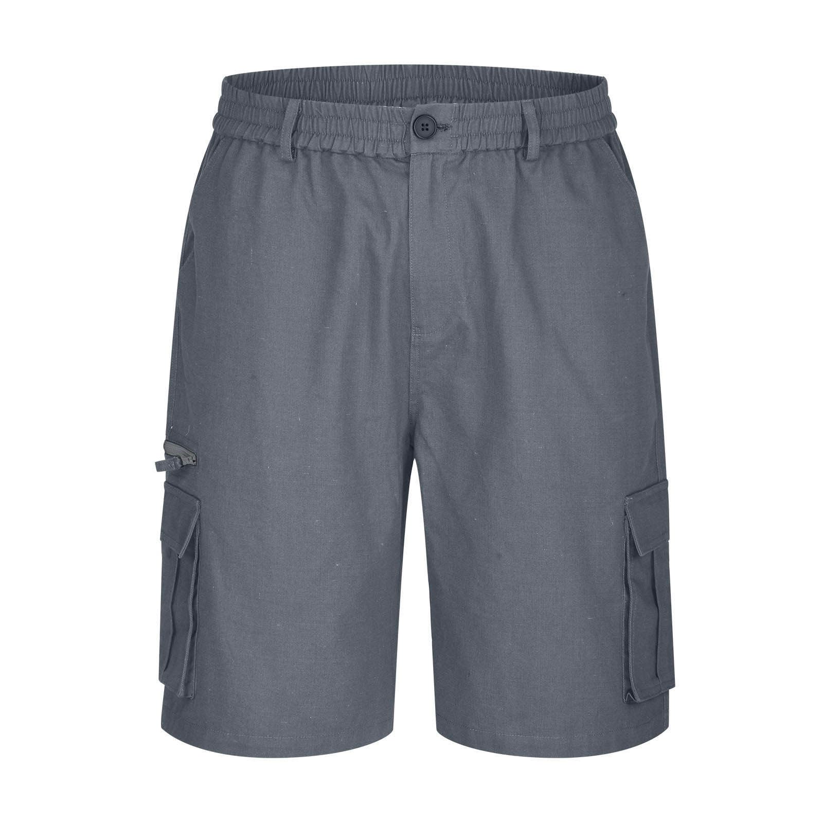 **Men's Lightweight Cargo Shorts with Elastic Waist & Multiple Pockets - Big & Tall Summer Work Shorts for Outdoor Activities, Hiking, and Casual Wear**