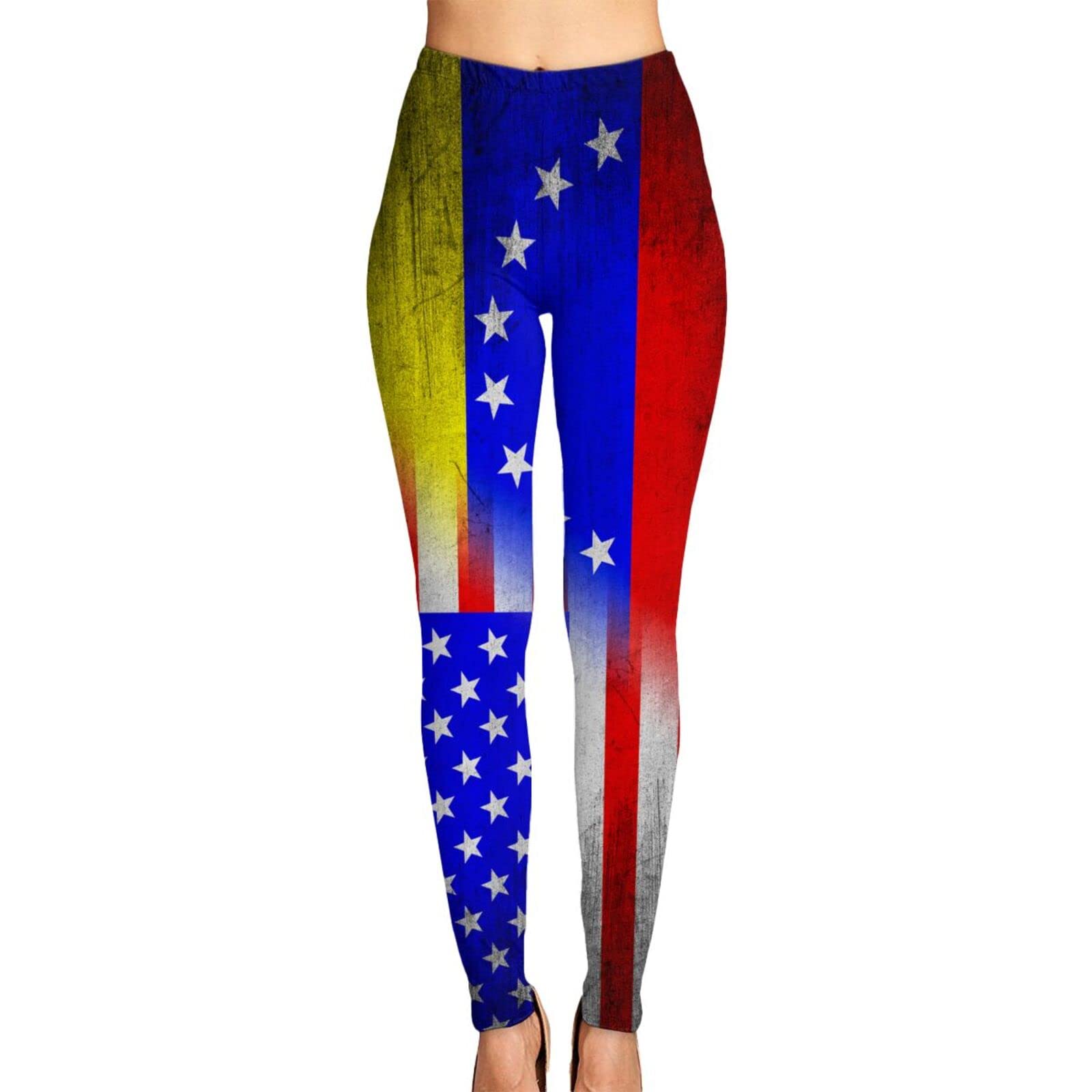 American Flag Firefighter Axe Print Women's Yoga Pants - High Waisted Workout Leggings for Fitness, Running & Gym - Patriotic Sweatpants for Women's Activewear
