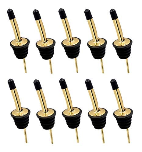 24-Pack Stainless Steel Liquor Pour Spouts with Dust Caps - Gold Finish | Premium Bar Accessories for Whiskey, Vodka & Cocktail Bottles | Ideal for Home Bars, Restaurants & Parties