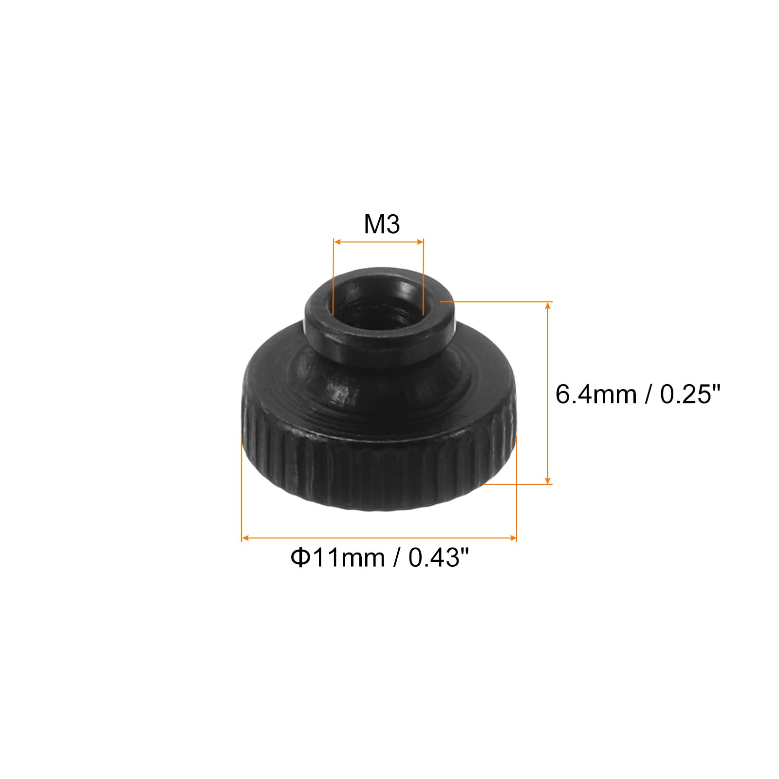 12Pcs M3 Carbon Steel Knurled Thumb Nuts - High Head Through Hole Black Fasteners for 3D Printer Parts & DIY Projects | Easy Grip for Assembly & Maintenance