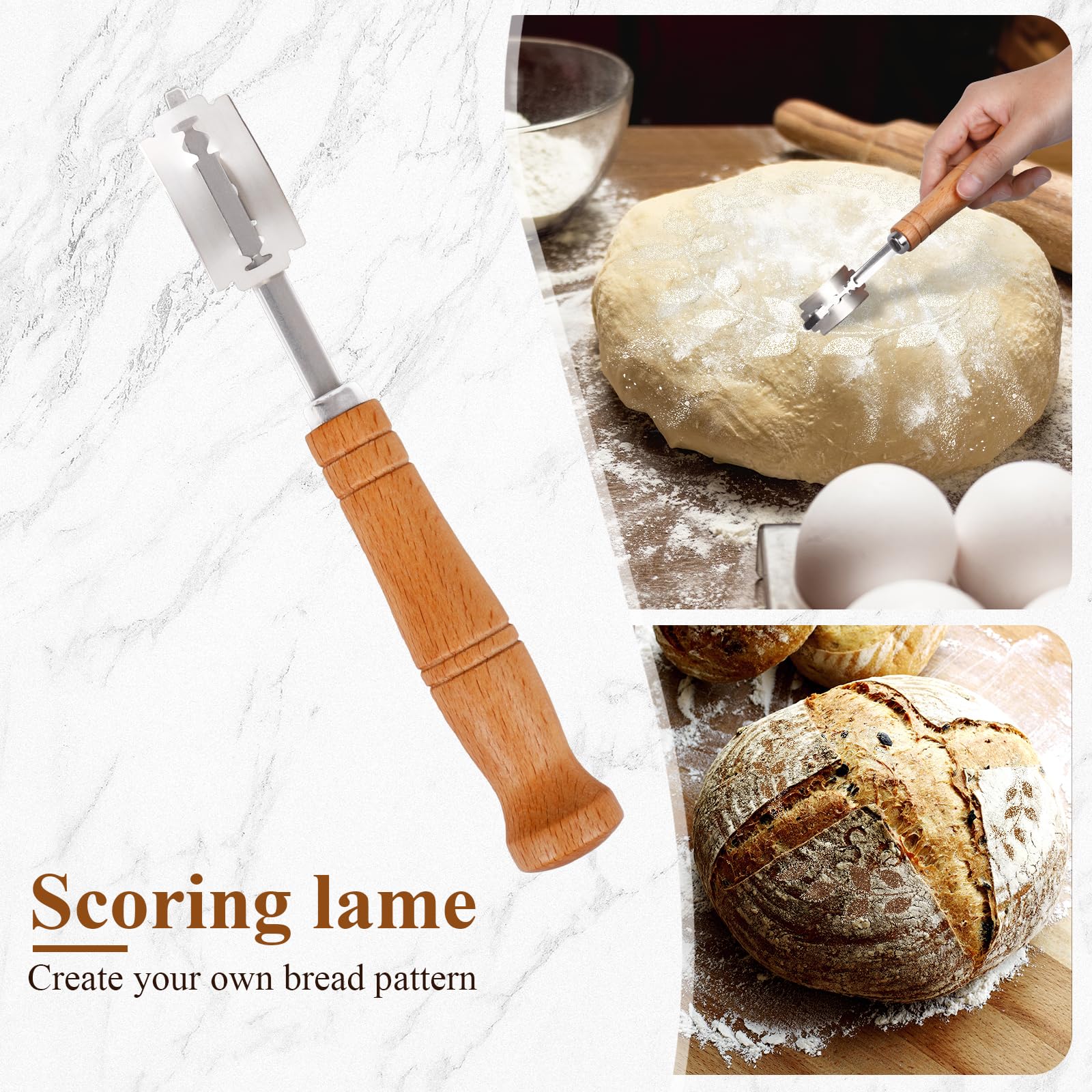 2-Pack 9 Inch Round Banneton Bread Proofing Basket Set - Sourdough Starter Kit with Dough Whisk & Bread Lame - Perfect for Artisan Bread Baking, Homemade Sourdough & Bread Making Gifts