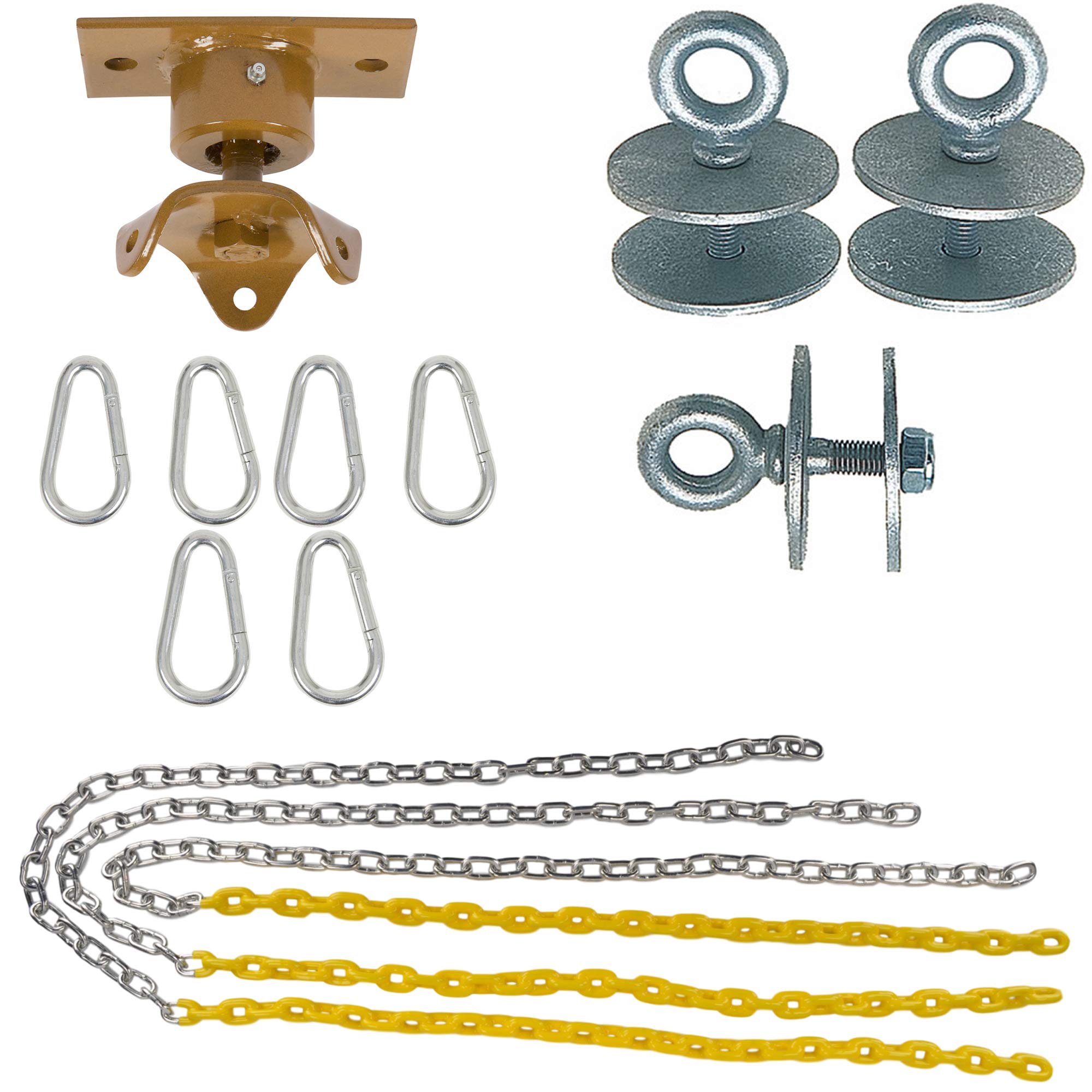 Heavy Duty Tire Swivel Kit for Swing Sets - Durable Yellow Playground Accessory with SSS Logo Sticker - Perfect for Backyard Playsets, Parks, and Outdoor Recreation Areas