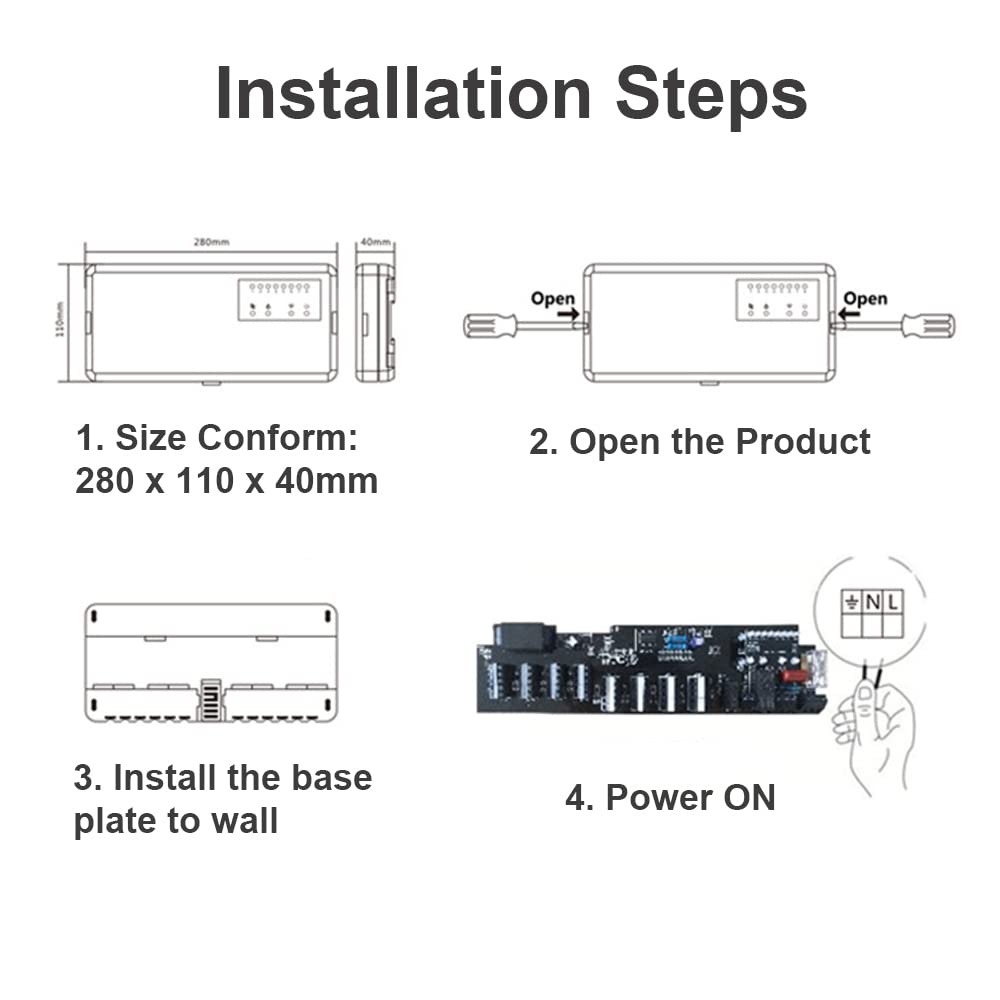8-Channel Hub Controller with 8 Sub-Chamber Electric Valve - Smart Temperature Control for Underfloor Heating, AC, Gas Boiler & Water Circulating Pumps | Perfect for Home & Commercial HVAC Systems