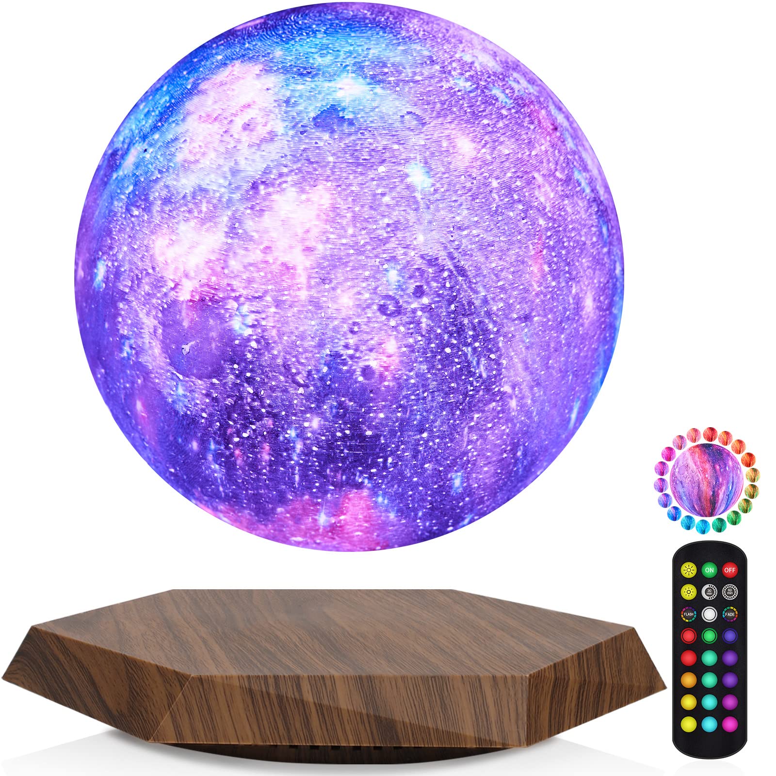 GROPINFLY Levitating Moon Lamp - 18 Color Changing LED Night Light with Remote & Touch Control, Floating Space Decor for Bedroom, Kids Room, Nursery | Perfect Gift for Home, Office, Birthday & Romantic Atmosphere
