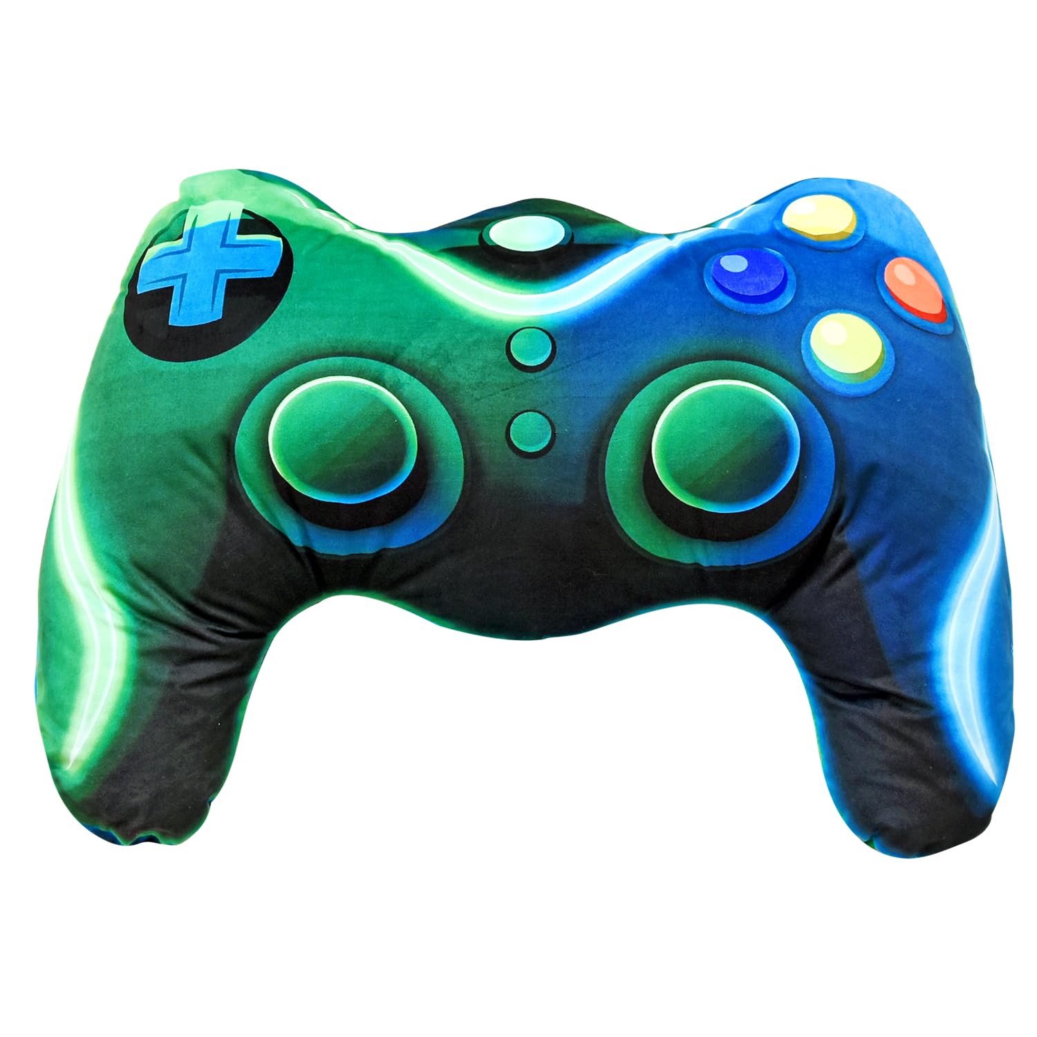 Gaming Plush Throw Pillow - Controller Shaped Cushion for Boys & Girls | Gamer Room Decor, Sofa, Bed, Computer Chair Accessory | Perfect Gift for Teen Gamers (Blue Green, Large) - Ideal for Gaming Rooms, Sleepovers & Esports Themed Parties