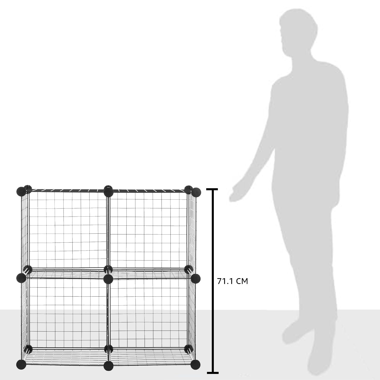 Amazon Basics 4 Cube Storage Organizer - Wire Grid Closet & Shelf Organizer, Stackable, Black 14