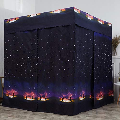 Galaxy Star Four Corner Post Bed Canopy for Kids & Teens - Twin XL Black Bed Curtain with Space Theme | Perfect for Boys' Bedroom Decor & Sleep Fort Adventures