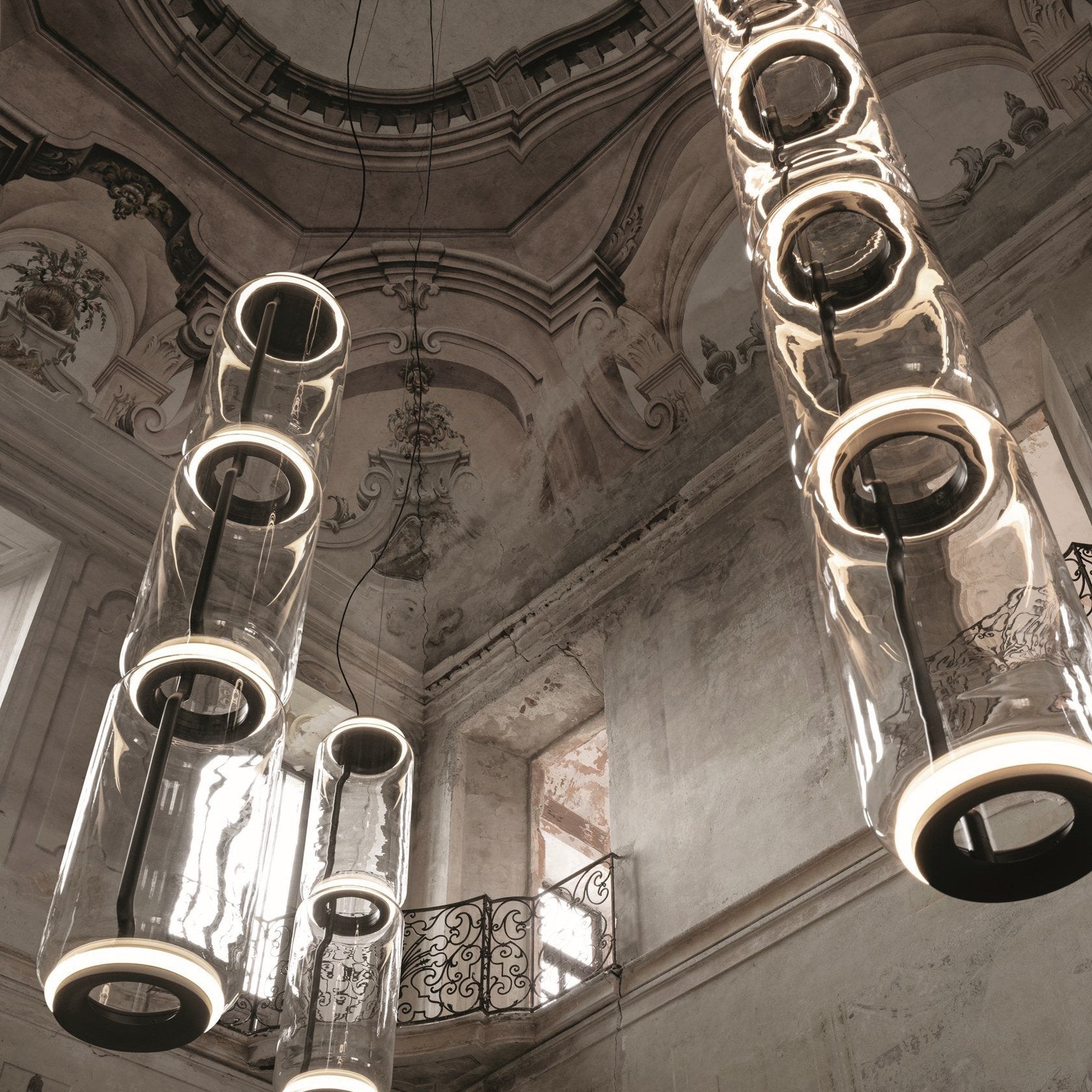 Modern Cylindrical Glass Pendant Light Fixture - Elegant Hanging Chandelier for Kitchen Island, Dining Room & Bedroom Lighting Decor