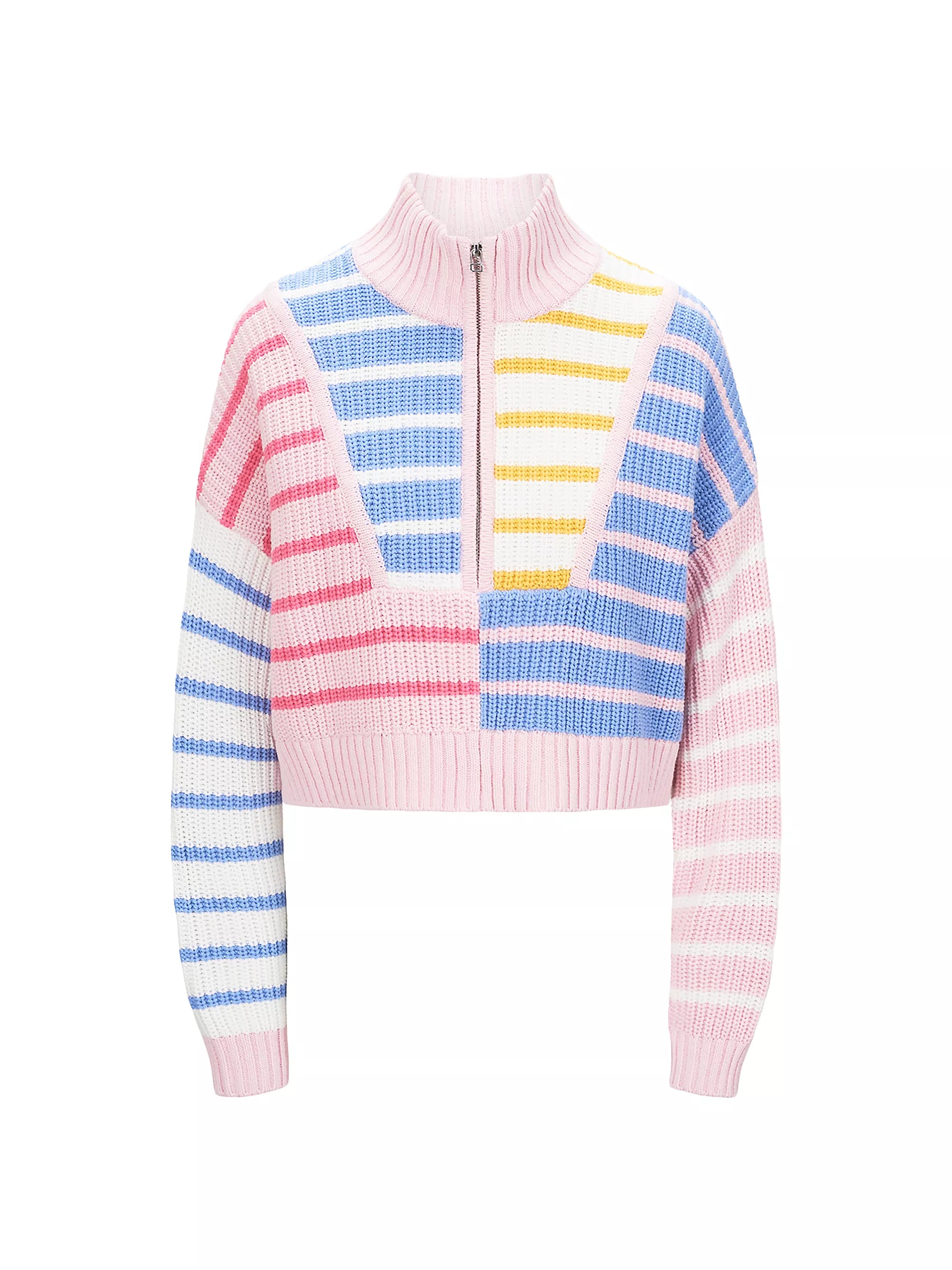 Cropped Hampton Sweater Women's Sunset Stripe Knit Top - Casual Fall Fashion for Outfits, Dates & Coffee Dates