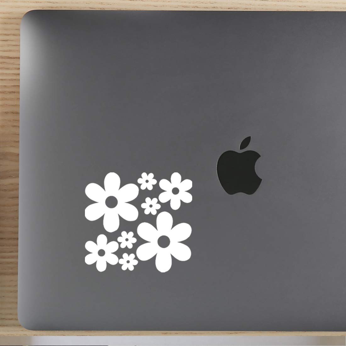Premium Waterproof Vinyl Decal Stickers (Set of 2) - Groovy Daisy Flower White Design for Laptop, Phone, Helmet, Car Window, Bumper, Mug, Cup, Door & Wall Decoration - Perfect for DIY Home Decor, Office Accessories & Personalized Gifts
