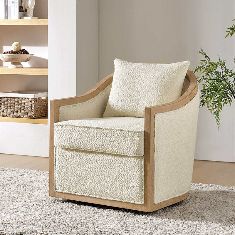 Percy Jess Farmhouse Solid Wood Swivel Chair - Rustic Home Office & Dining Room Accent Chair for Comfortable Seating
