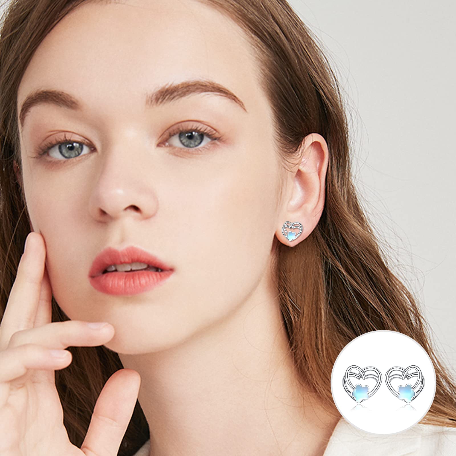 925 Sterling Silver Hypoallergenic Moonstone & Turquoise Dangle Earrings for Women - Elegant Stud Drop Earrings Fashion Jewelry Gift for Mother's Day, Birthday & Special Occasions